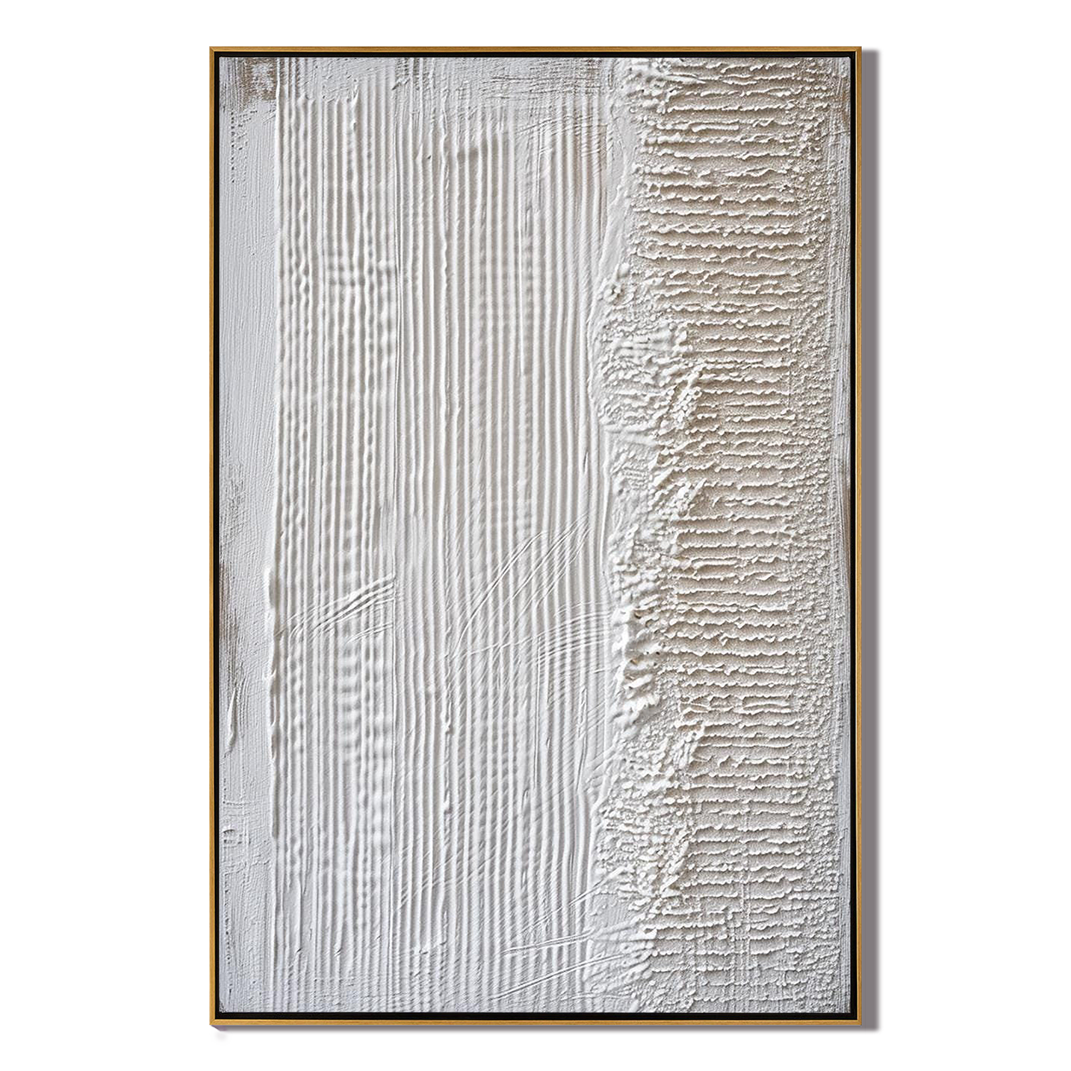 LINEAR RHYTHM: Texture Wall Art, Hand-Painted Minimalist Vertical Line Plaster Relief 3D Heavy Texture Studio Art
