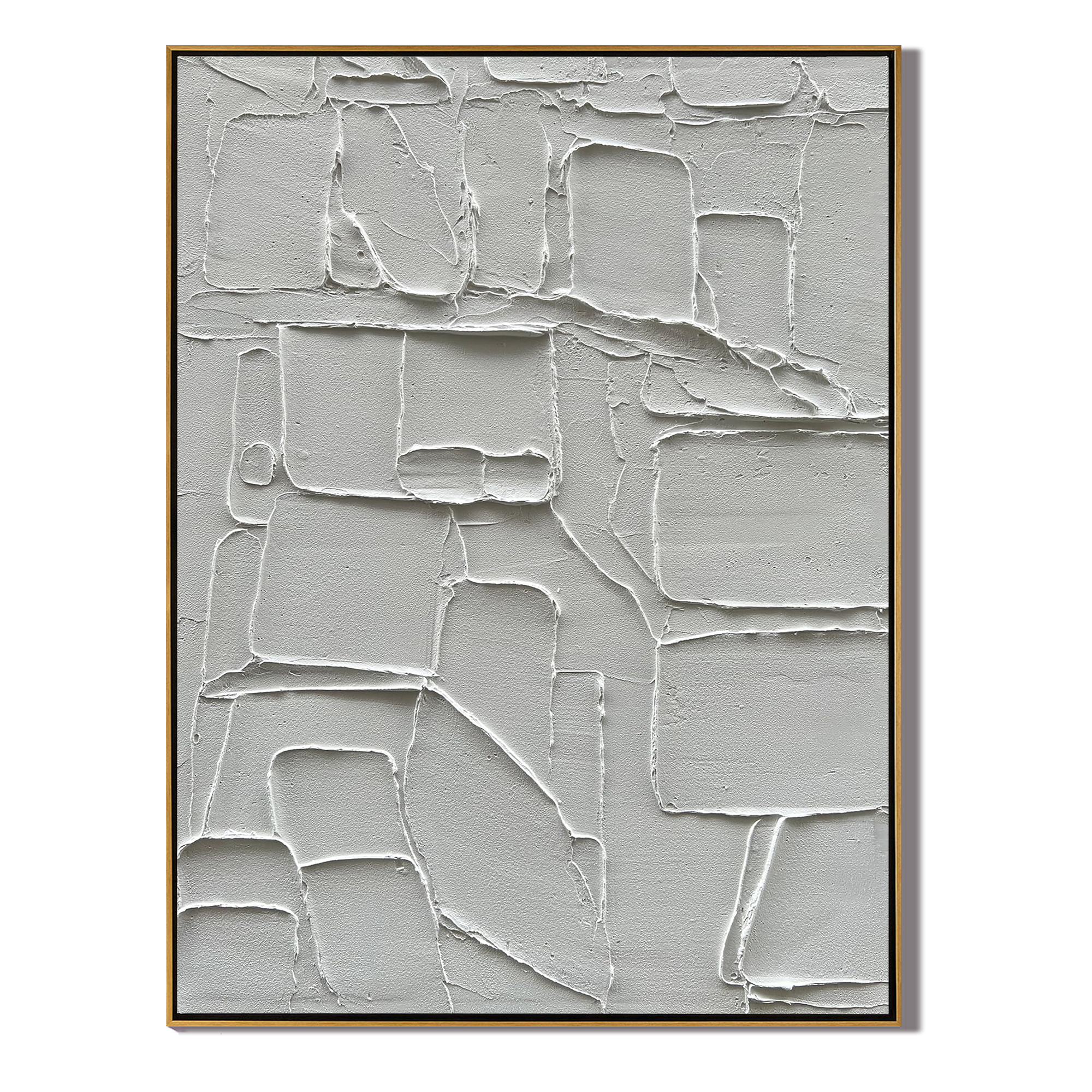 URBAN GRID: Minimalist 3D Plaster Texture Wall Art, Modern Geometric Relief Painting