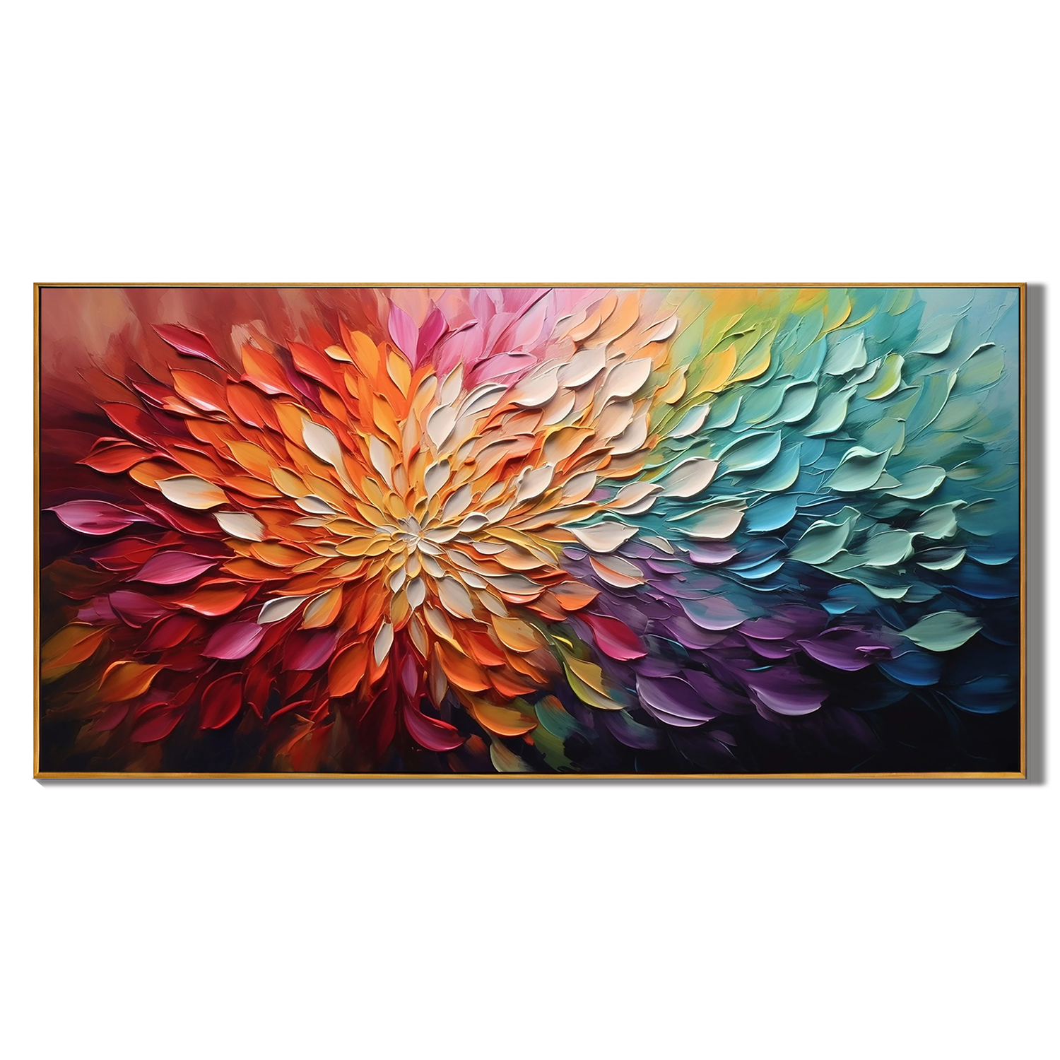 CHRONO BLOOM: Abstract Wall Art, Hand-Painted Multicolored Rainbow Palette Knife 3D Impasto Heavy Texture Oil Painting