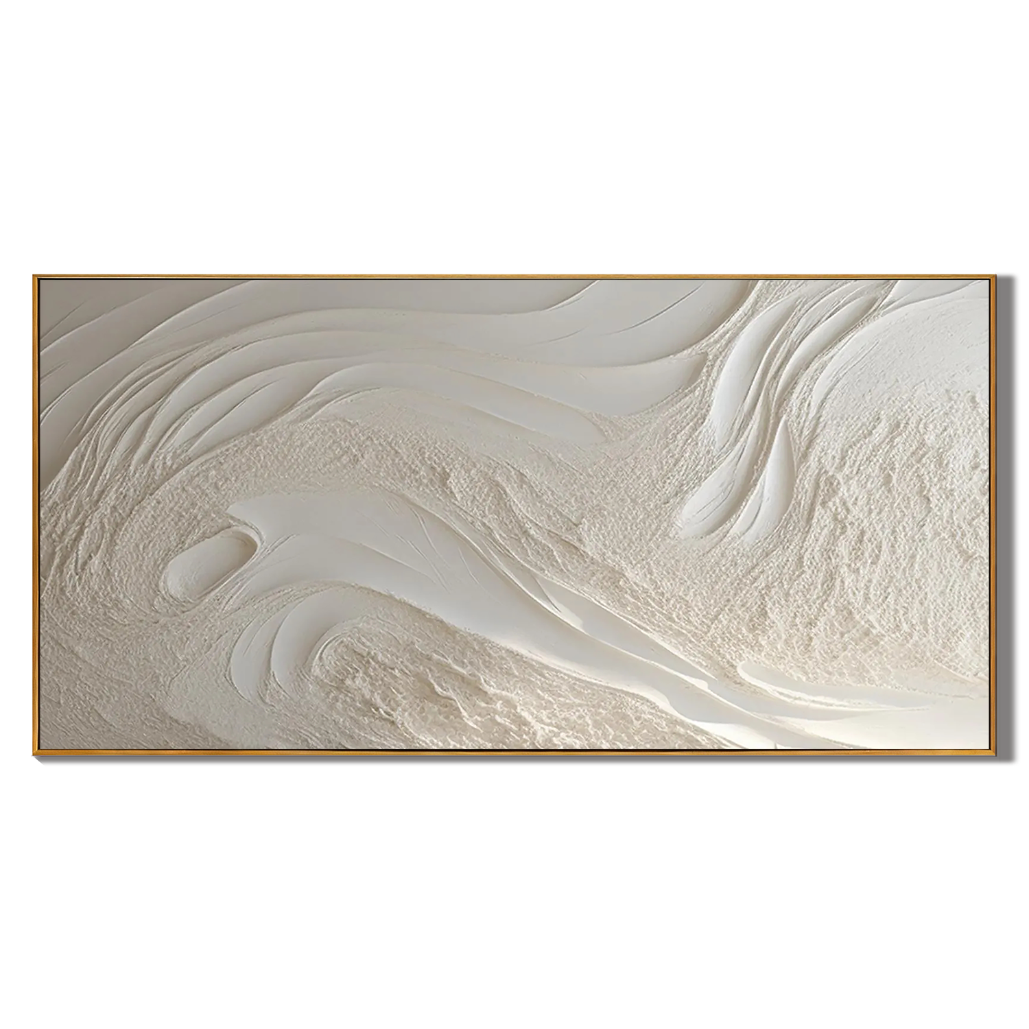 WHISPERING TIDES: Minimalist Wall Art, Hand-Painted Plaster Effect Flowing Wave Heavy Texture Canvas Painting
