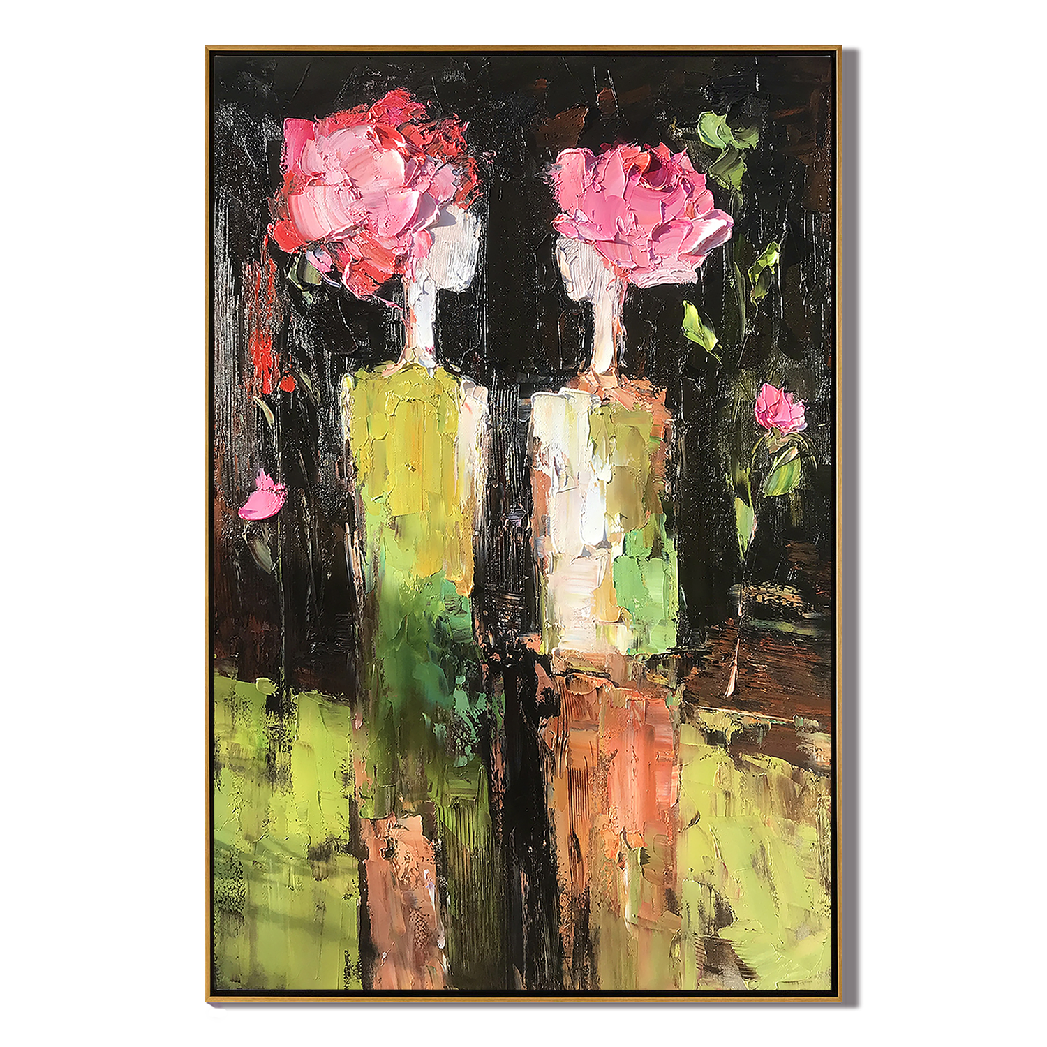 Blooming Muse – Modern Impasto Floral Figurative Painting | Abstract Living Room Art