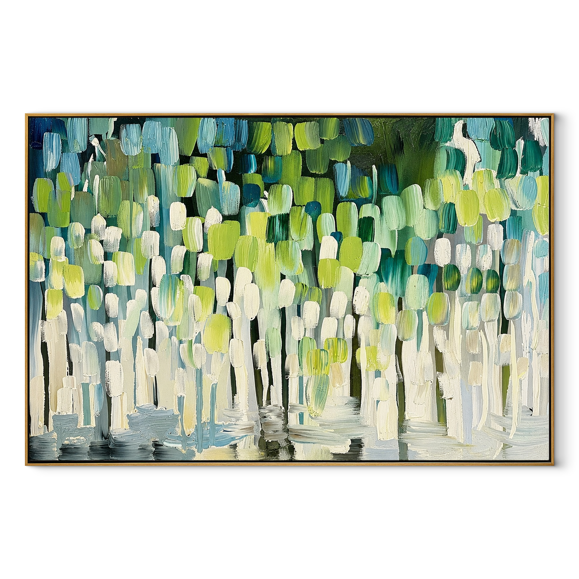 Mint Rhythm – 3D Heavy Texture Geometric Palette Knife Canvas Abstract Painting | Modern Abstract Living Room & Office Art