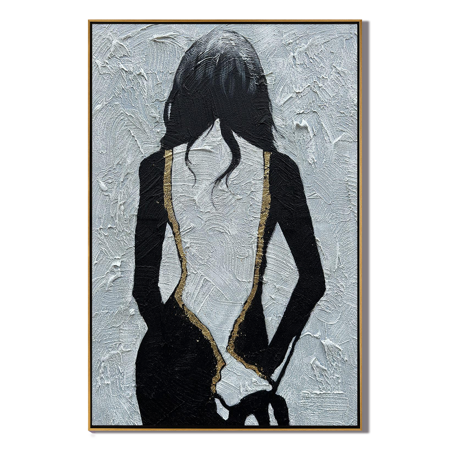 SILHOUETTE ELEGANCE: 3D Heavy Texture Portrait Wall Art, Modern Plaster Relief Female Silhouette