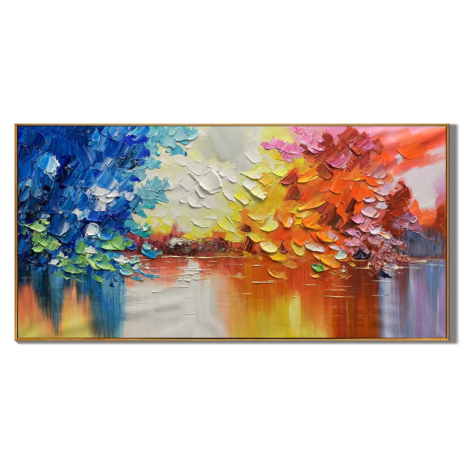 SPECTRUM HARBOR: Abstract Wall Art, Hand-Painted Impressionist Multicolored Palette Knife Impasto Oil Painting