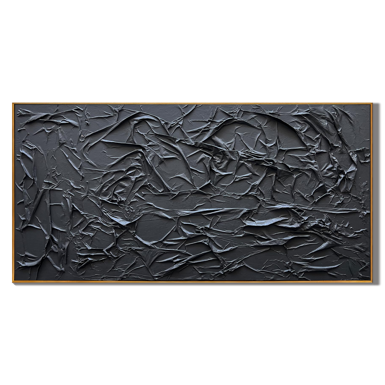 ONYX RIDGE: 3D Heavy Texture Black Abstract Wall Art, Modern Obsidian Plaster Relief