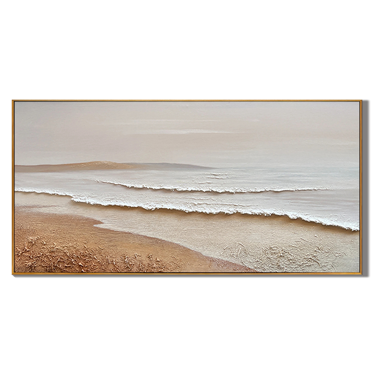 SANDY RHYTHM: Panoramic 3D Plaster Texture Coastal Wall Art, Wabi-Sabi Sand & Wave Relief
