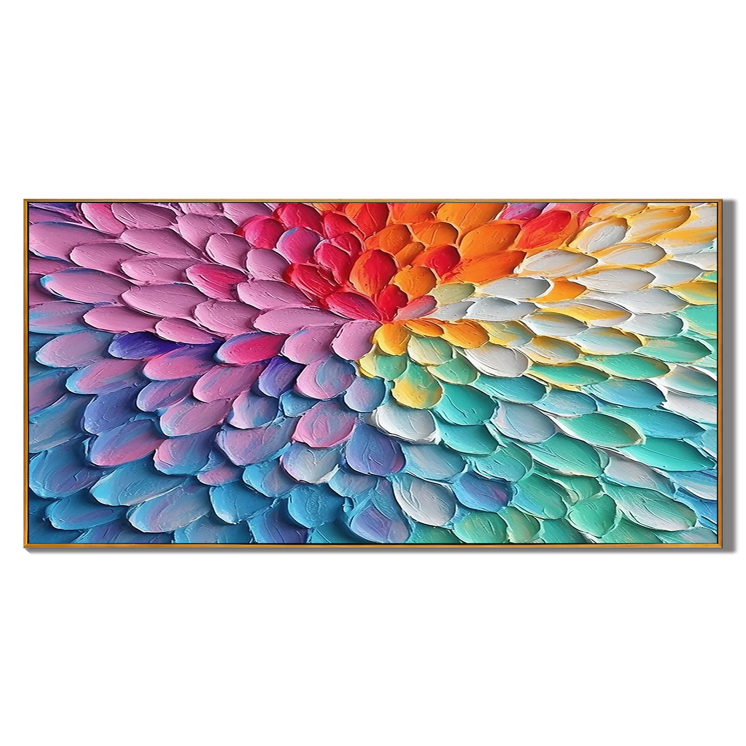 Iridescent Bloom - Modern Impasto Rainbow Gradient Abstract Art | Healing Colorful Living Room Canvas
