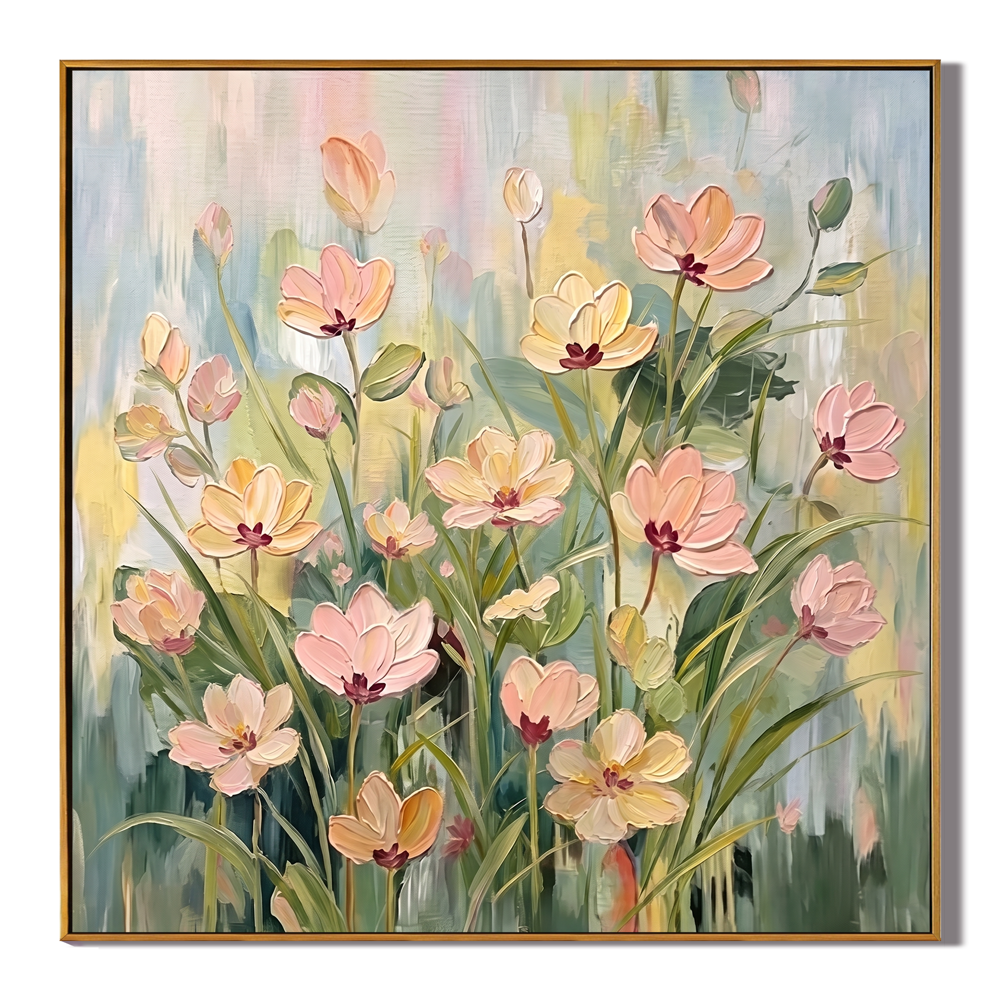 Velvet Bloom – Impasto Floral Oil Painting | Cream-Style Textured Hallway Wall Art