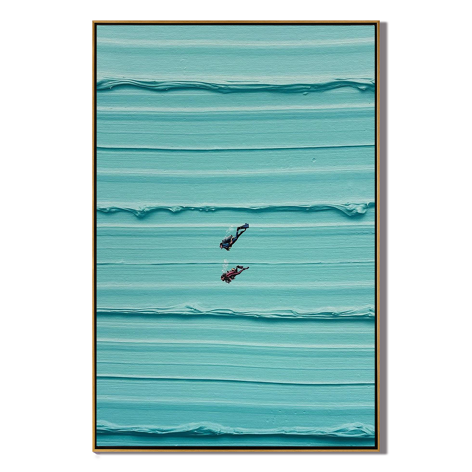 AQUATIC DRIFT: Creative Micro-landscape Abstract, Heavy Texture Turquoise Water Art