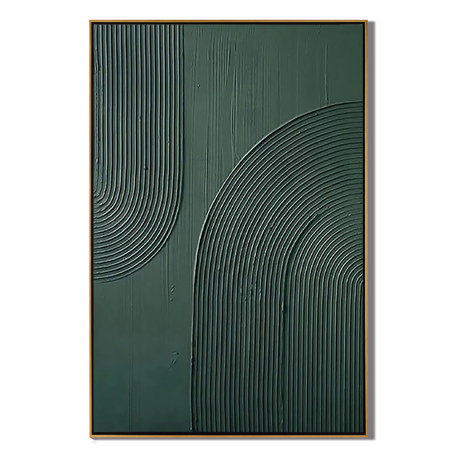 ARCHWAY RHYTHM: Wabi-Sabi Wall Art, Hand-Painted Sage Green Geometric Arch Line Relief Textured Canvas Painting