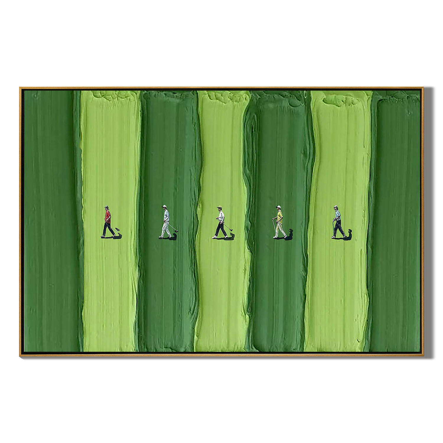 WALKING THE GREEN: Horizontal 3D Heavy Texture Sport Art, Modern Golf Fairway Relief Painting