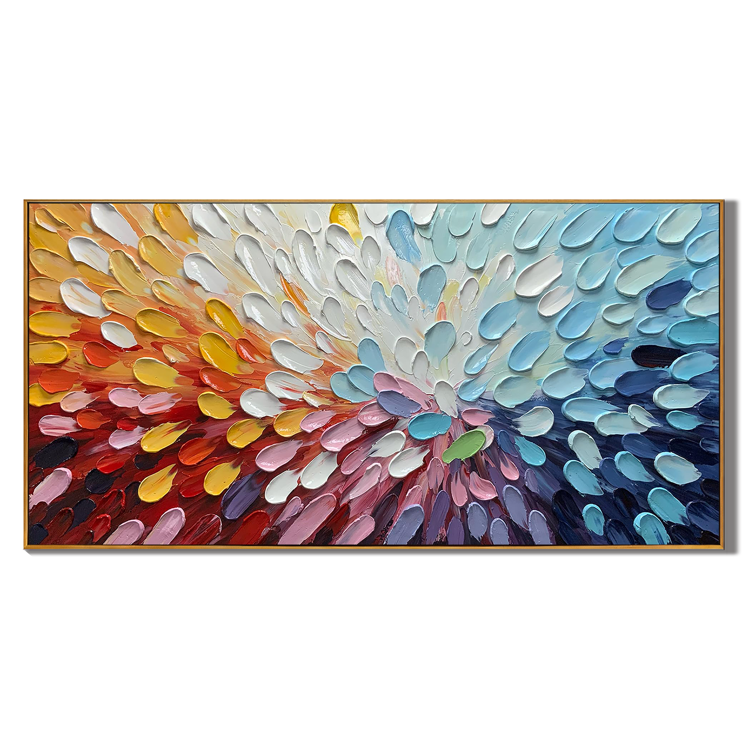 VIVID SURGE: Panoramic 3D Heavy Texture Abstract Wall Art, Colorful Impasto Palette Knife Painting