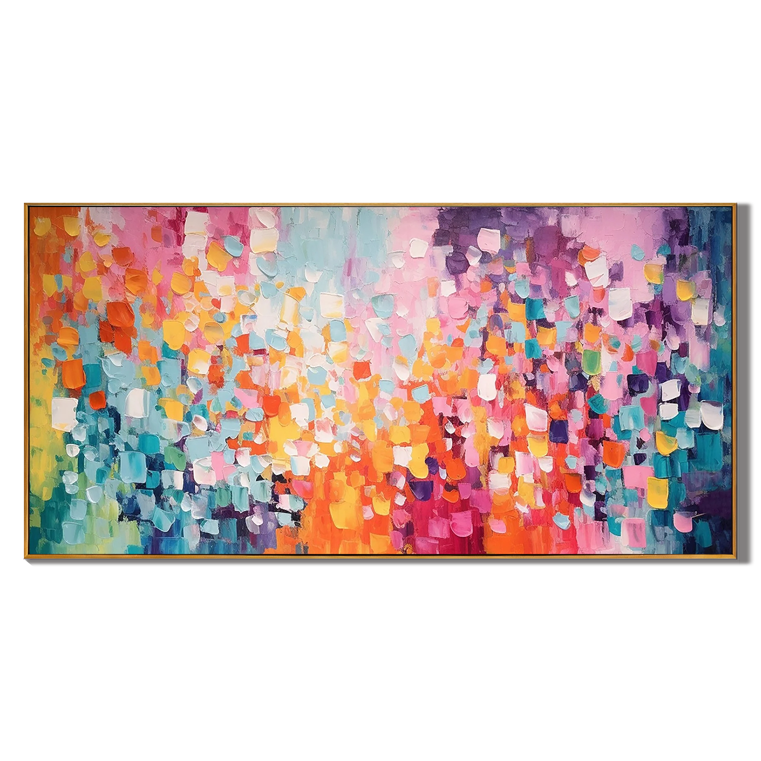 PRISM FLOW: Abstract Wall Art, Hand-Painted Multicolored Palette Knife Mosaic Style Heavy Texture Oil Painting