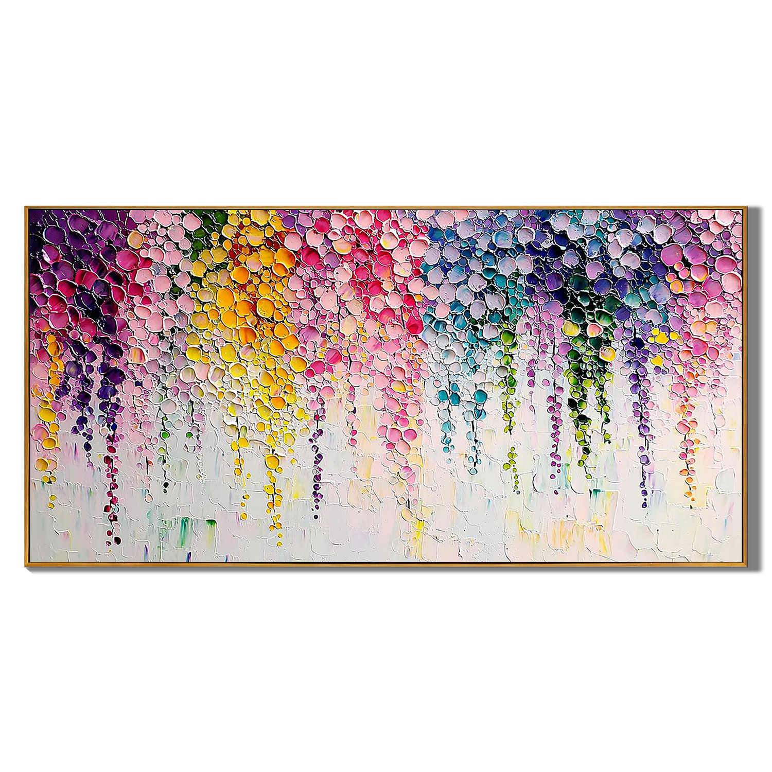 Floral Dreamscape – Modern Impasto Flower Oil Painting | Creative Textured Panorama Living Room Art