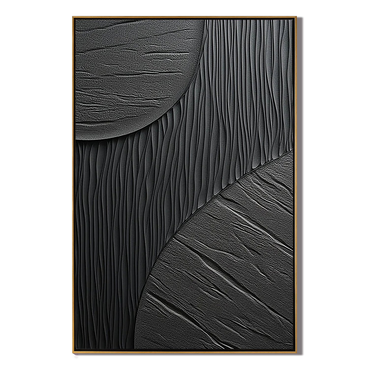 SHADOW TEXTURE: Texture Wall Art, Hand-Painted All-Black Minimalist Mixed Plaster Relief 3D Textured Studio Art