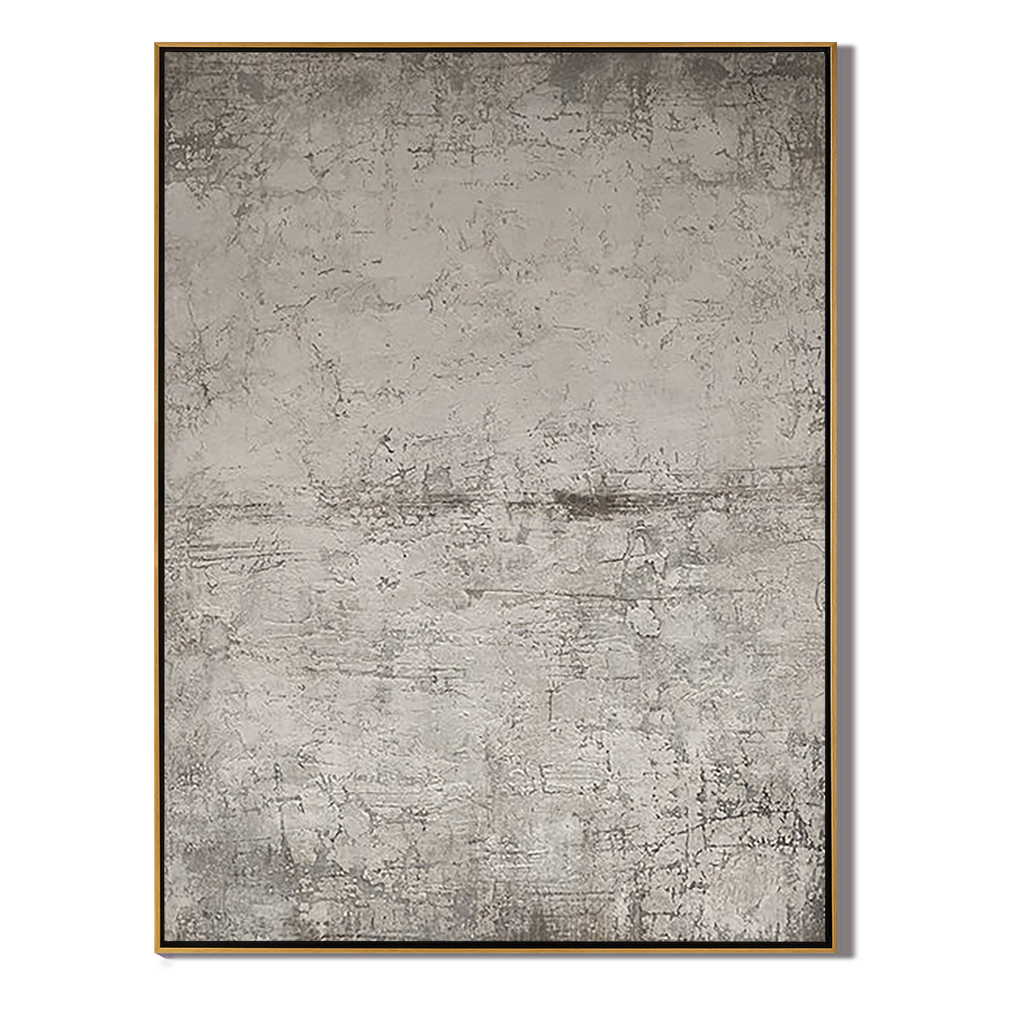 EARTHEN VESTIGE: Wabi-Sabi Wall Art, Hand-Painted Distressed Grey Plaster Effect Heavy Texture Studio Art