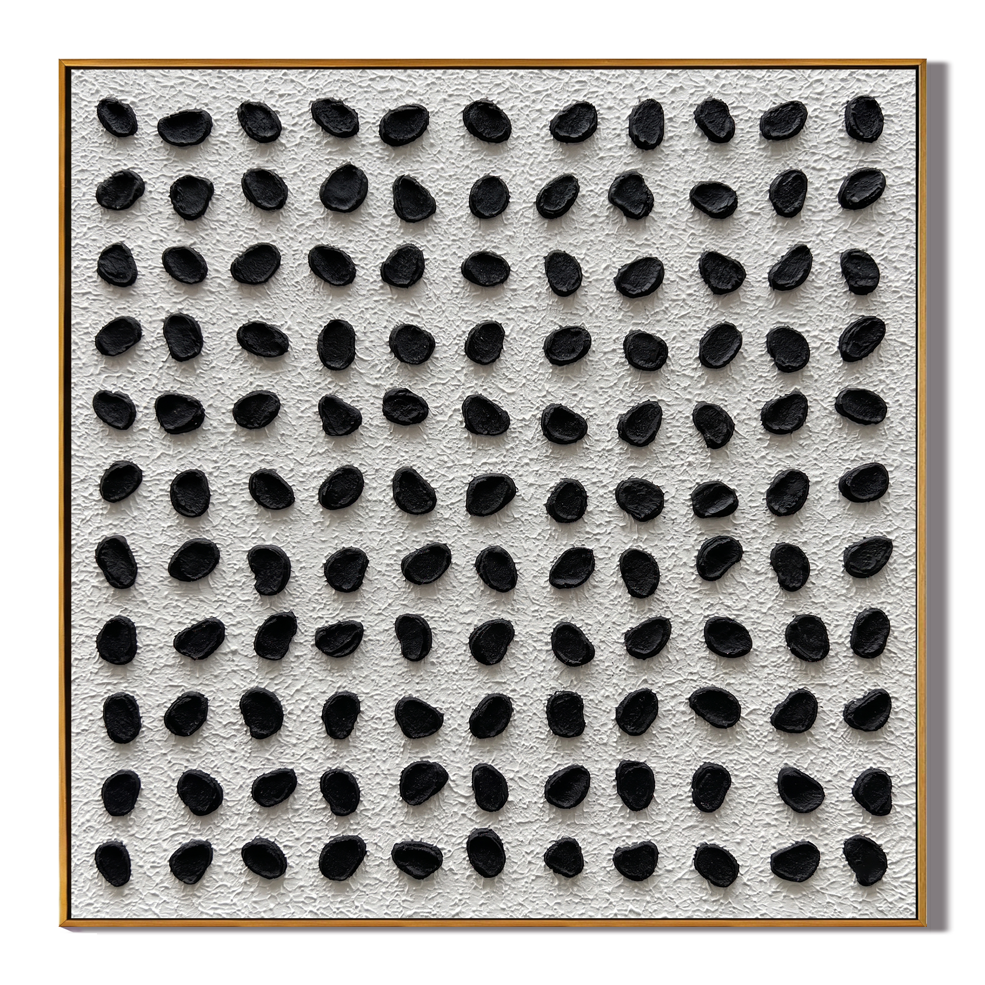 Rhythm of Order - Wabi-Sabi Black & White Heavy Textured Abstract Grid | Minimalist Hallway Decor