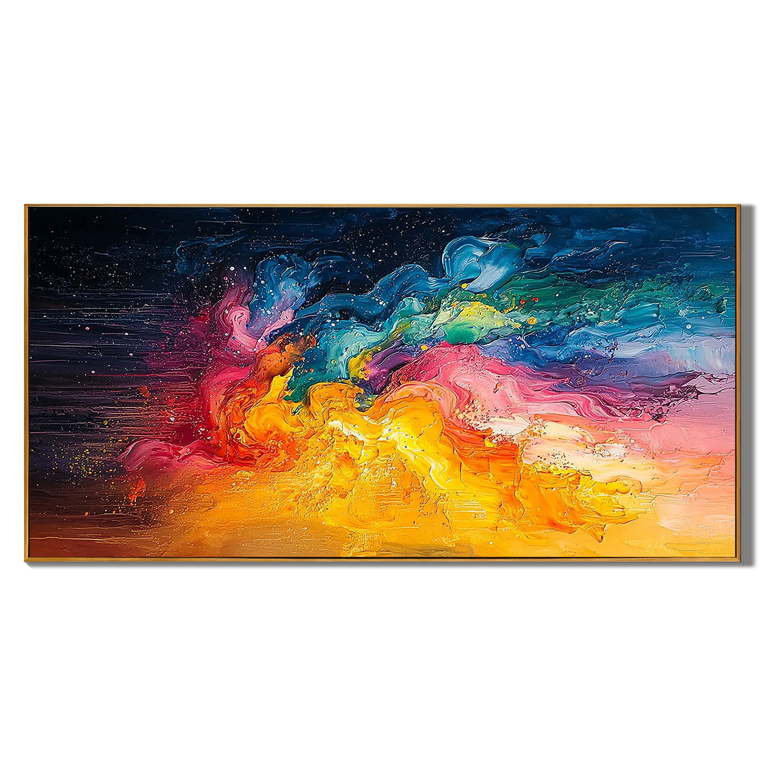 VIBRANT COSMOS: Abstract Wall Art, Hand-Painted Colorful Fluid Palette Knife Heavy Texture Oil Painting