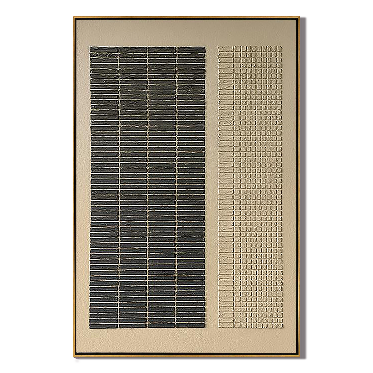 WOVEN SILENCE: Wabi-Sabi Wall Art, Modern Abstract Geometric Line Texture Hand-Painted Gallery Art