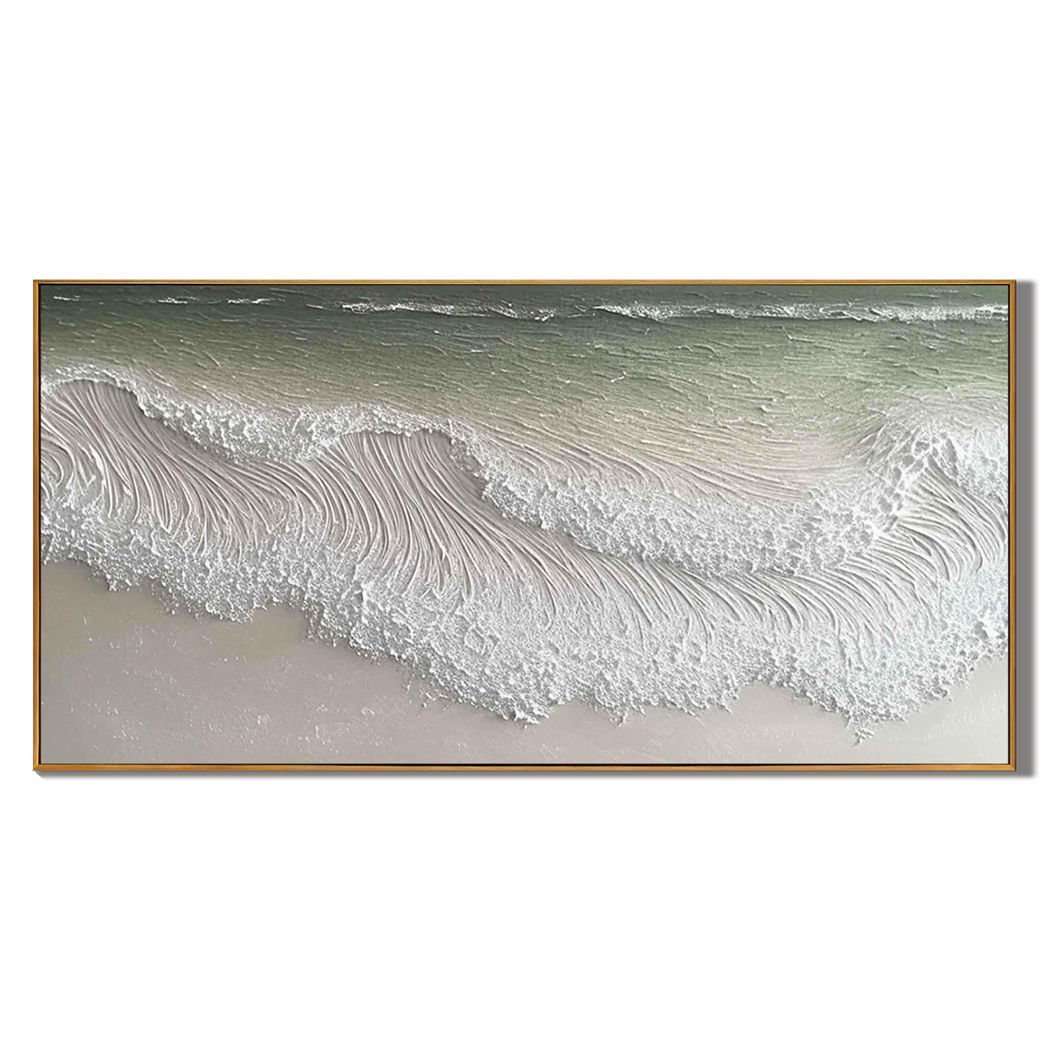 OCEAN FROTH: Seascape Wall Art, Hand-Painted Plaster Effect Sea Foam Wave Relief Heavy Texture Canvas Painting