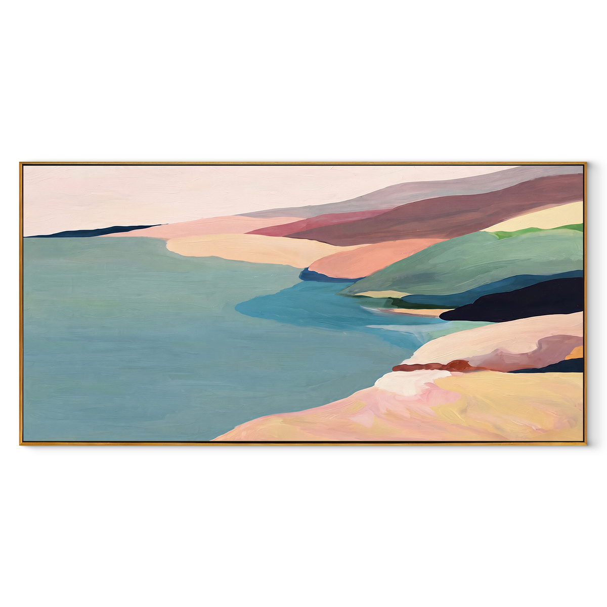 Coastline in Pastel Calm – Pastel Coastal Abstract Painting | Modern Horizontal Wall Art