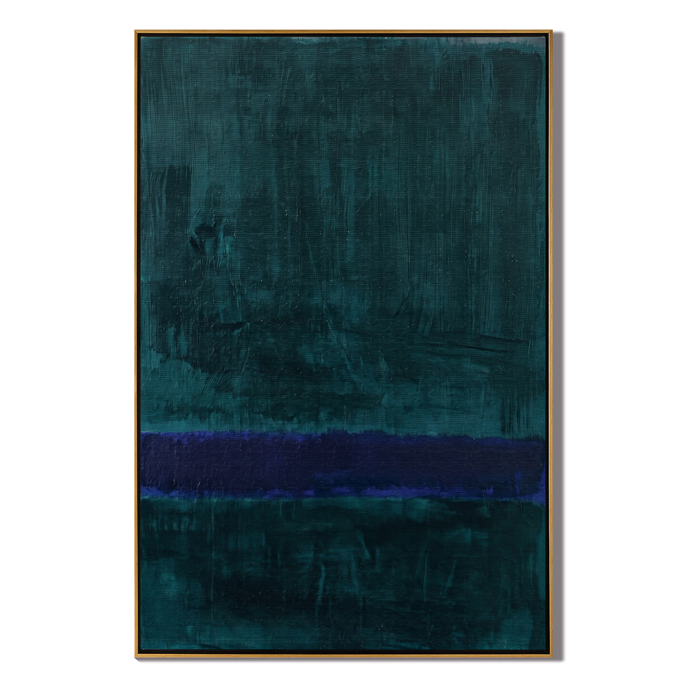 The Abyssal Calm – Modernist Deep Teal & Violet Abstract Painting | Minimalist Mood Home Office Art