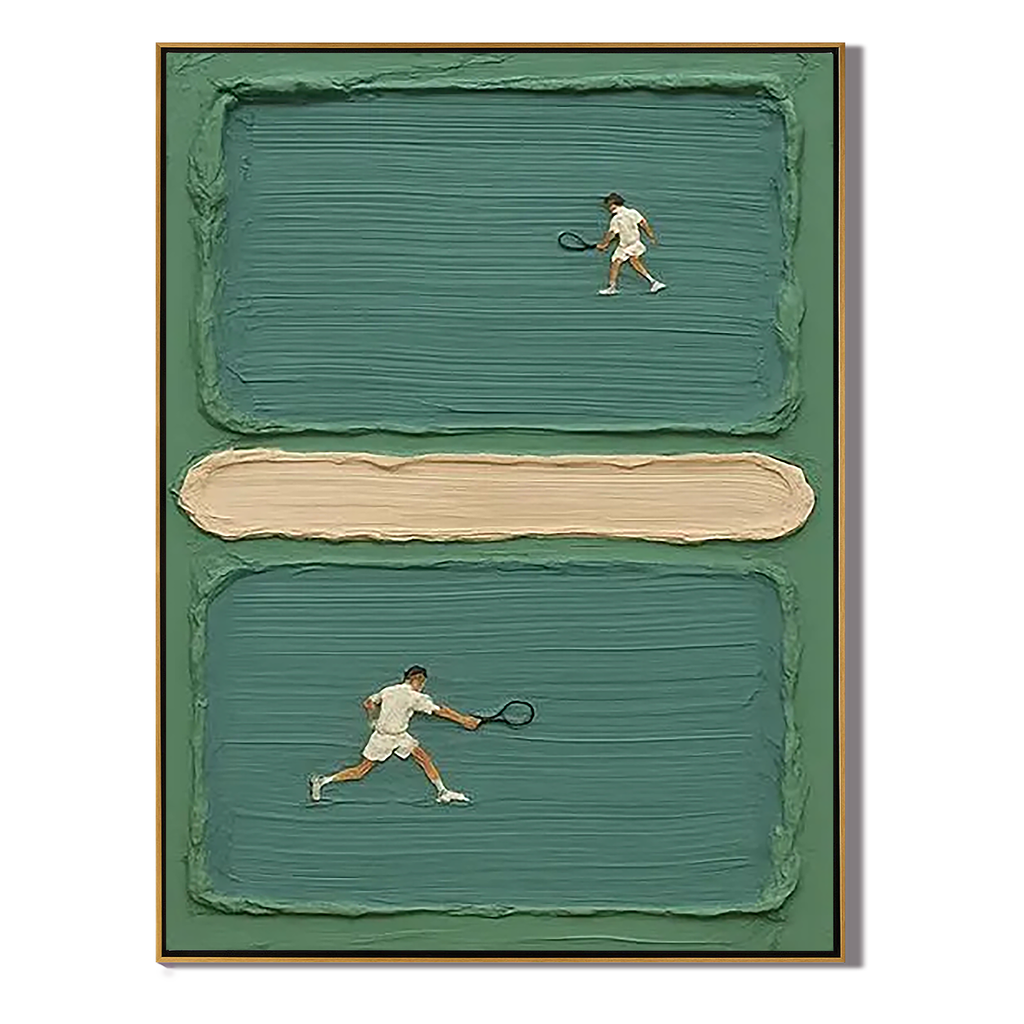 COURT RHYTHM: Vertical 3D Heavy Texture Sport Wall Art, Modern Tennis Player Abstract Relief
