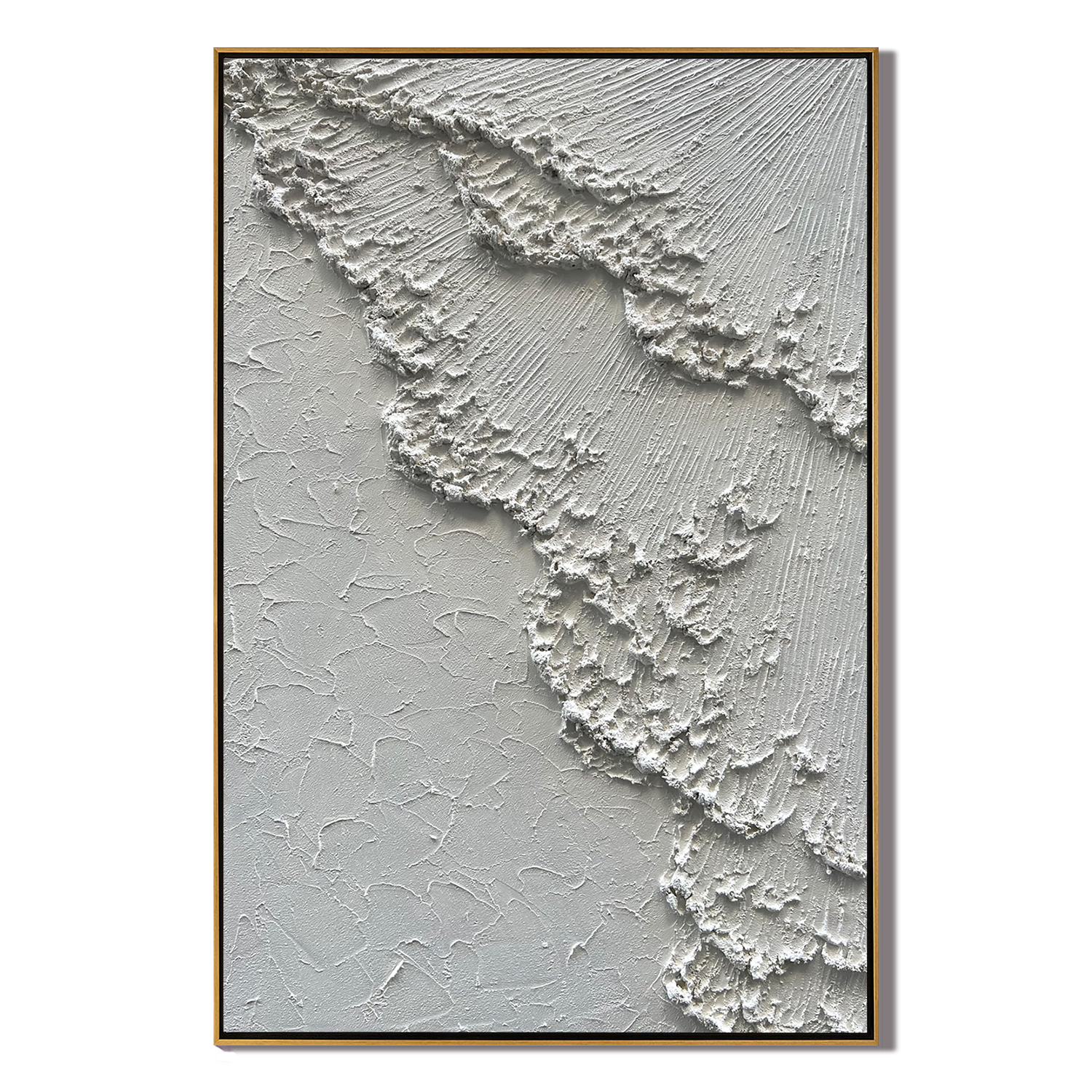FROSTED RIDGE: 3D Heavy Texture Plaster Wall Art, Rugged White Rock Relief Painting
