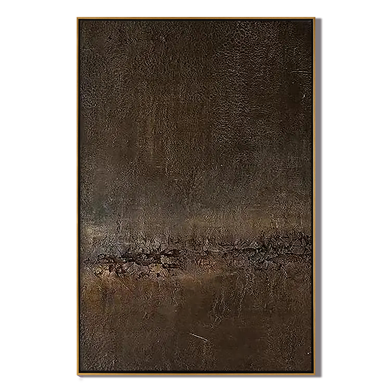DARK EARTH: Wabi-Sabi Wall Art, Minimalist Deep Brown Grained Texture Hand-Painted Abstract Studio Art