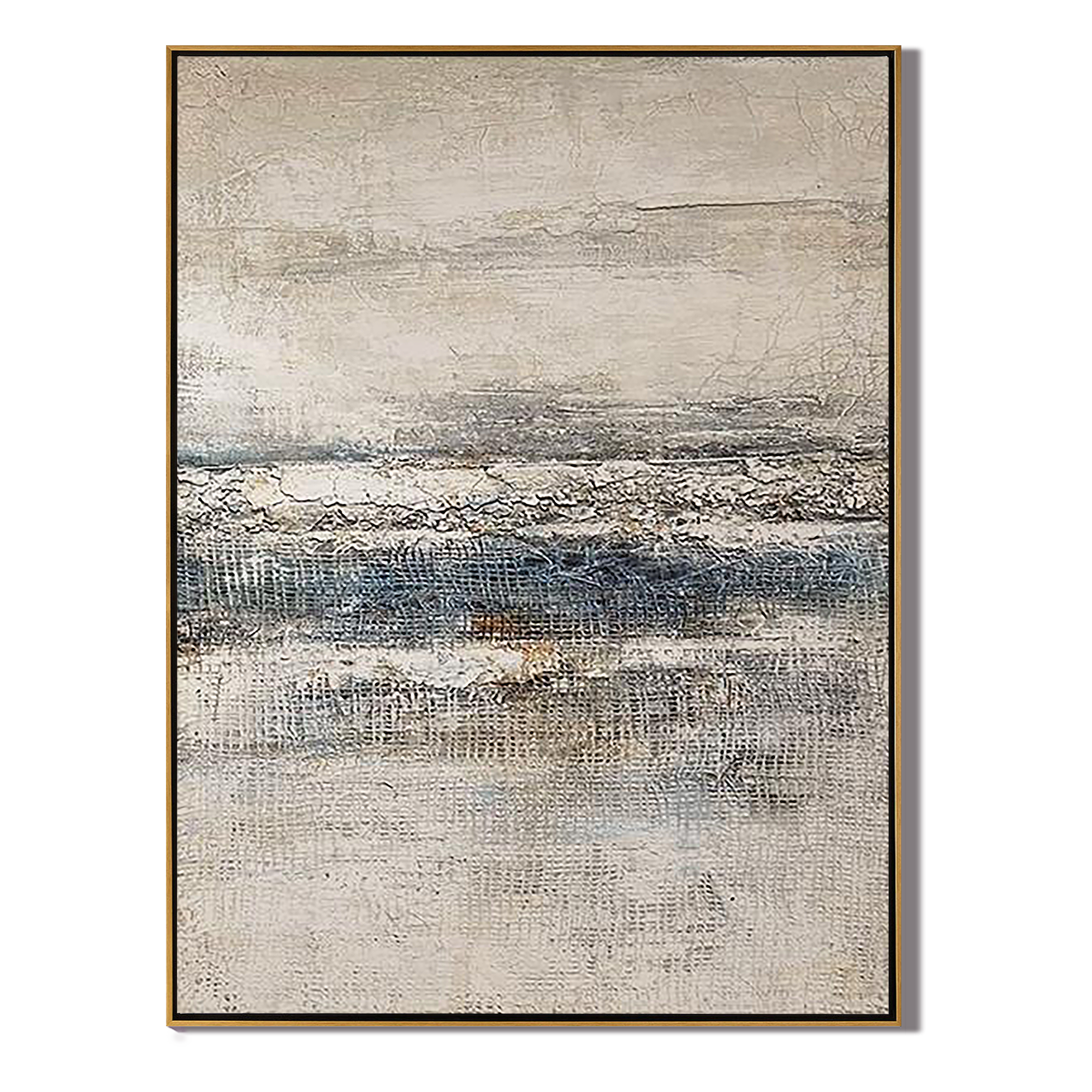 SILENT HORIZON: Wabi-Sabi Abstract Wall Art, Modern Grayscale Textured Grid Relief
