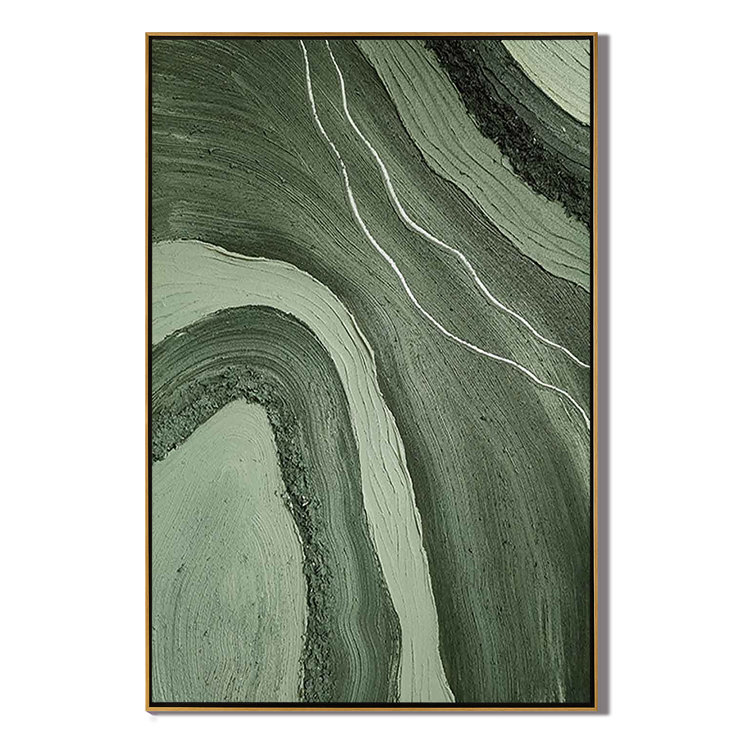 MOSS STRATA: Wabi-sabi Green Texture Art, Heavy Impasto Earthy Mineral Oil Painting