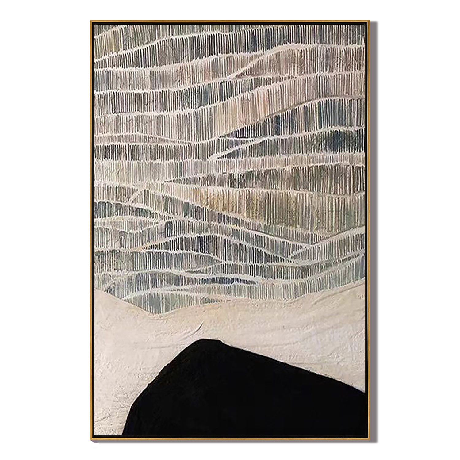 Silent Hill – Wabi-Sabi Style Black-and-White Minimalist Painting | Modern Abstract Living Room Art