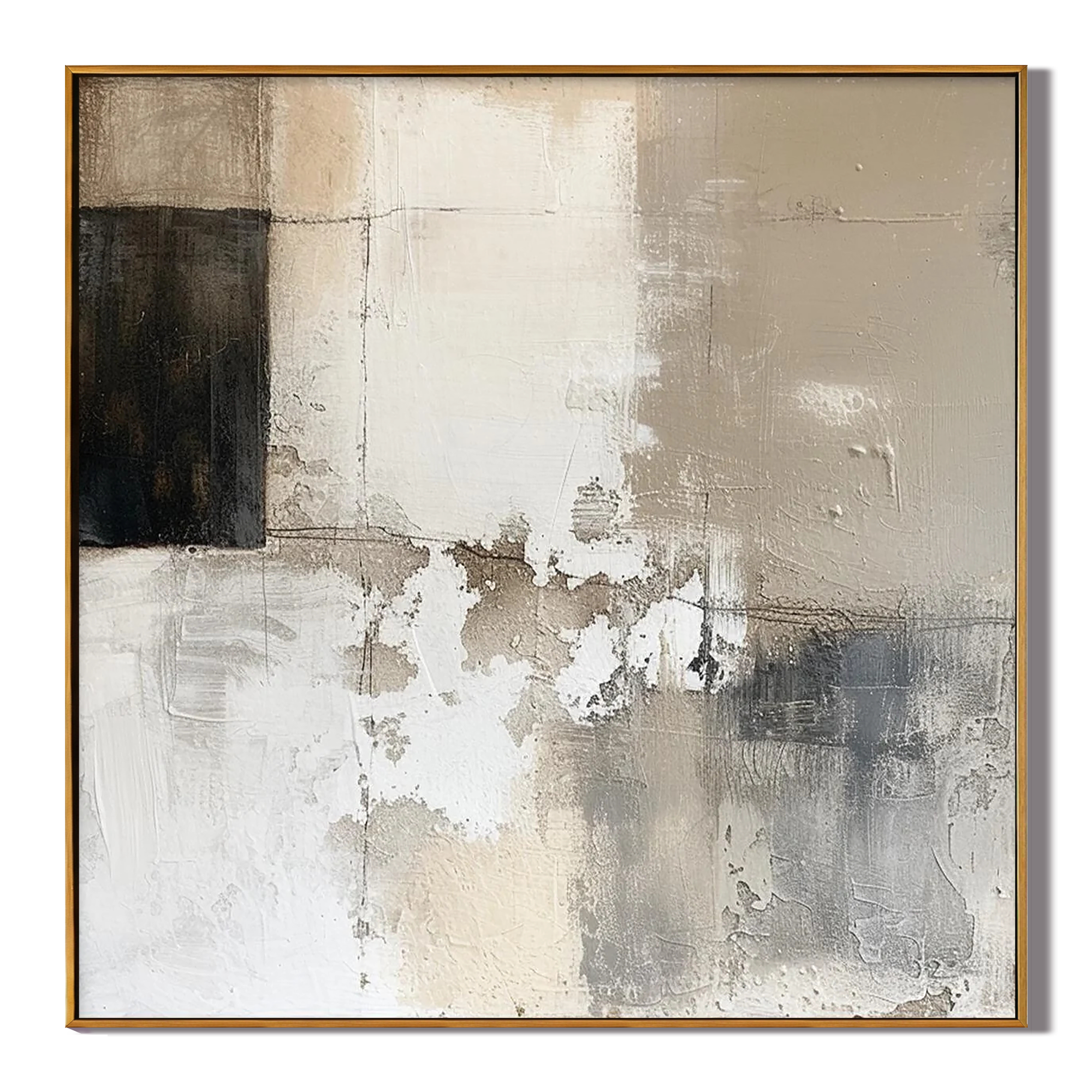 URBAN ECHO: Abstract Texture Wall Art, Minimalist Neutral Plaster Effect Hand-Painted Studio Art