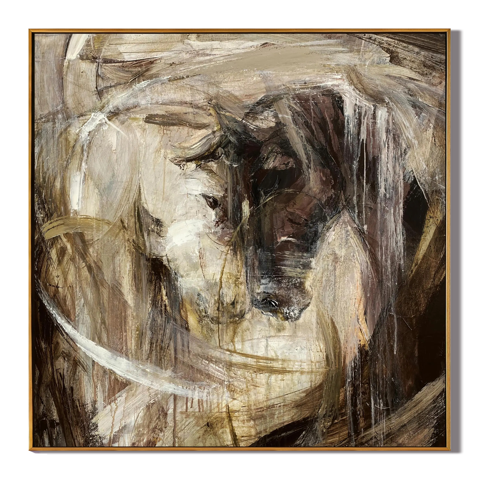 Equine Majesty – Modern Abstract Expressionist Horse Painting | Rustic Earth Tone Hallway Art