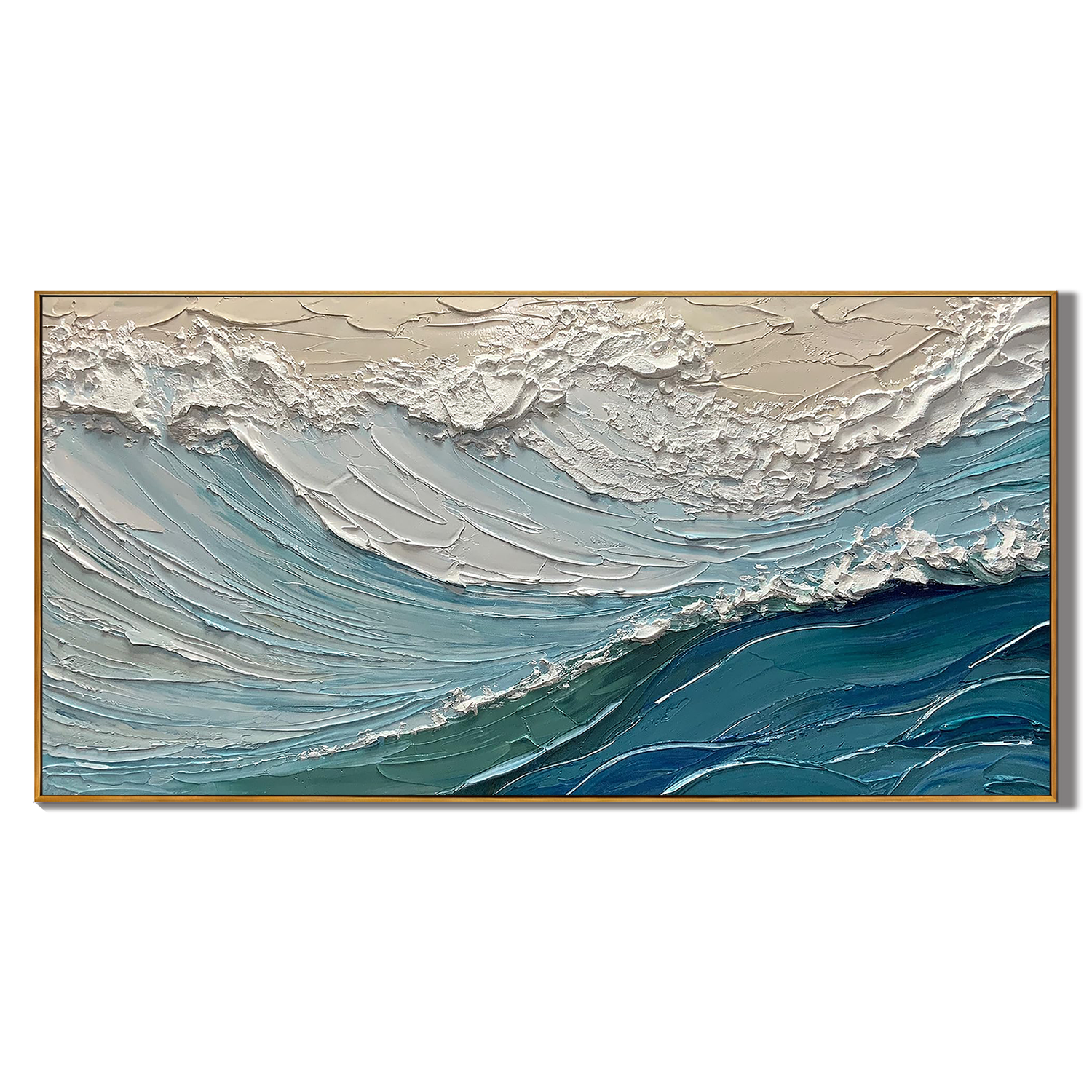 OCEAN SURGE: 3D Heavy Texture Wave Wall Art, Modern Blue Coastal Relief