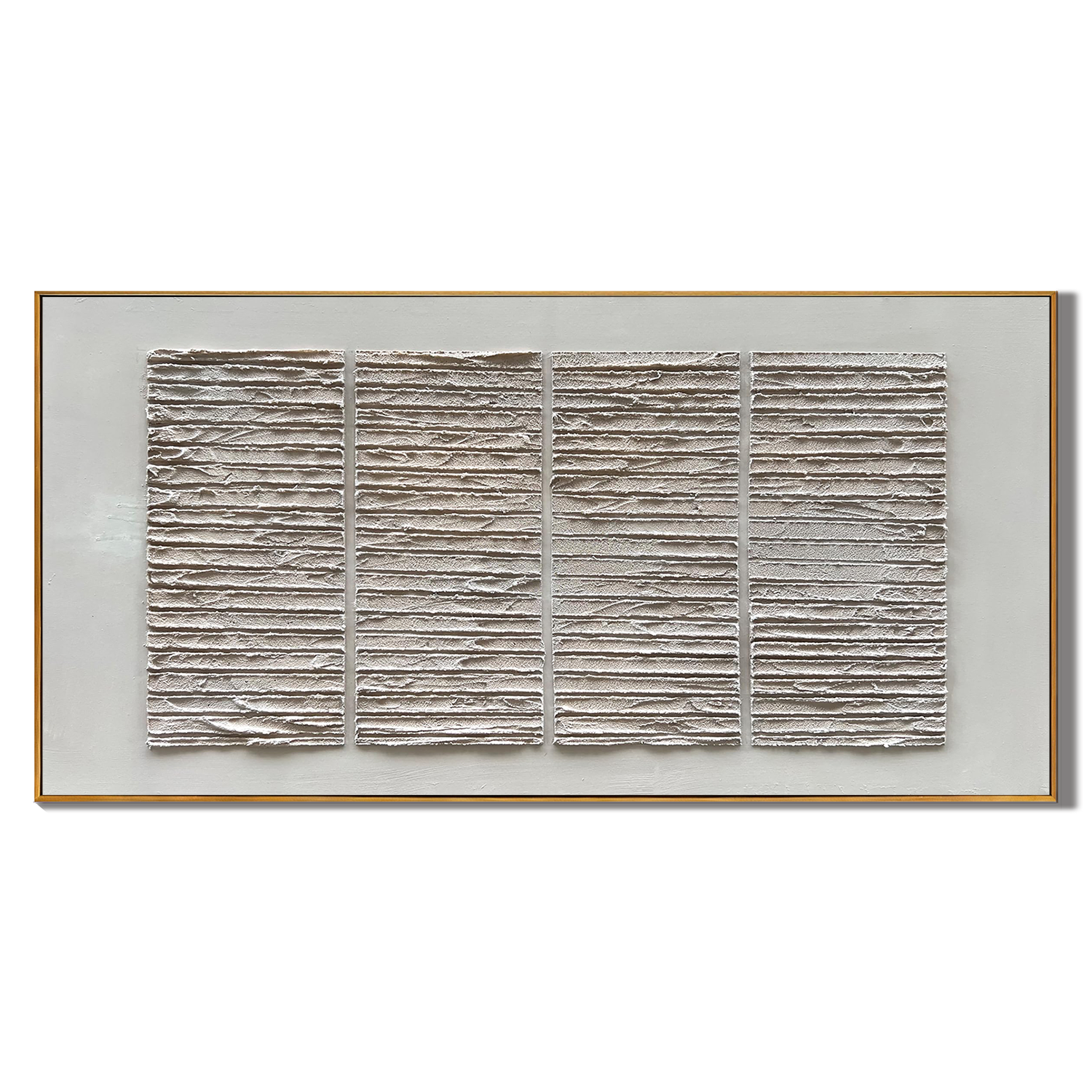 ZEN SCRIPT: Wabi-Sabi Plaster Texture Wall Art, 3D Linear Matrix Relief Painting