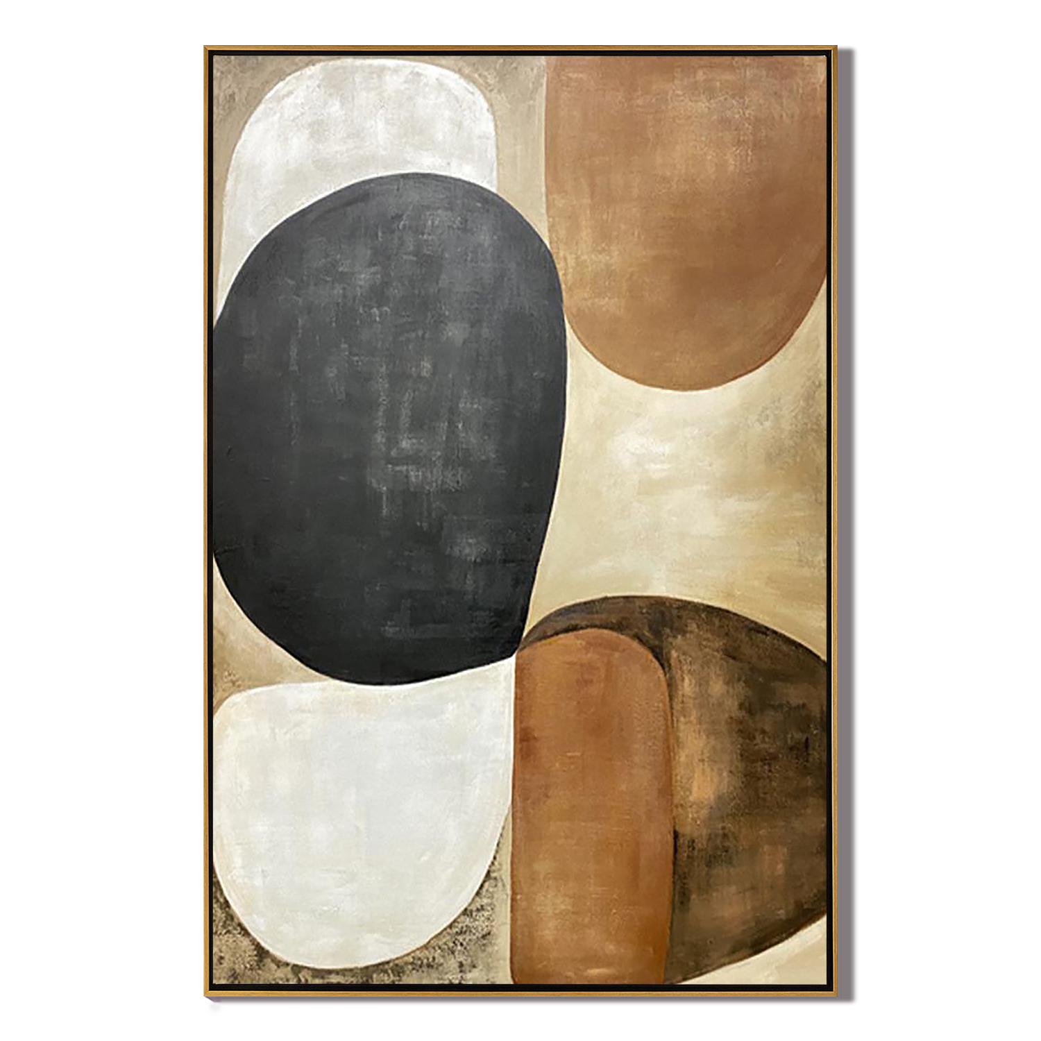 EARTHEN ECHO: 3D Textured Abstract Wall Art, Organic Pebble Shapes in Terracotta & Slate