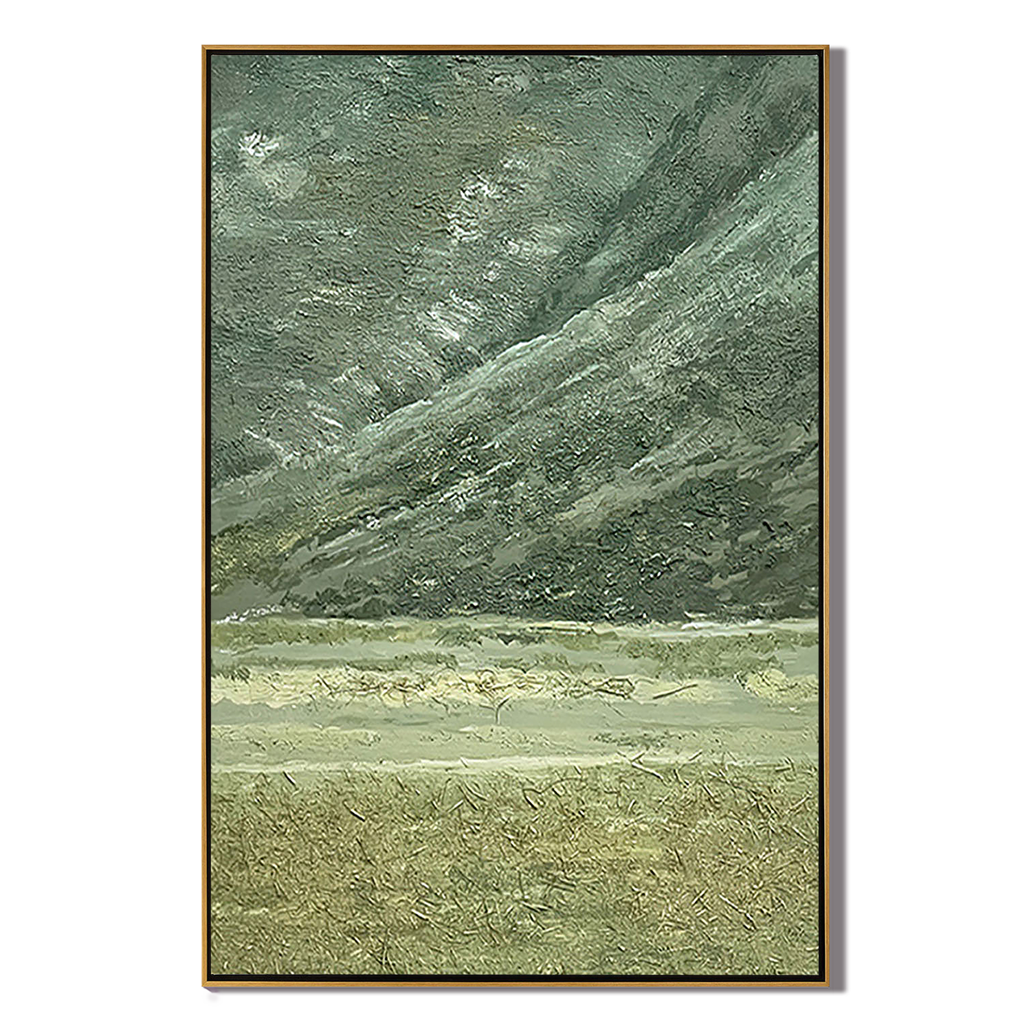 MOSS STRATA: Wabi-Sabi Wall Art, Hand-Painted Sage Green Plaster Effect Layered Textured Studio Art