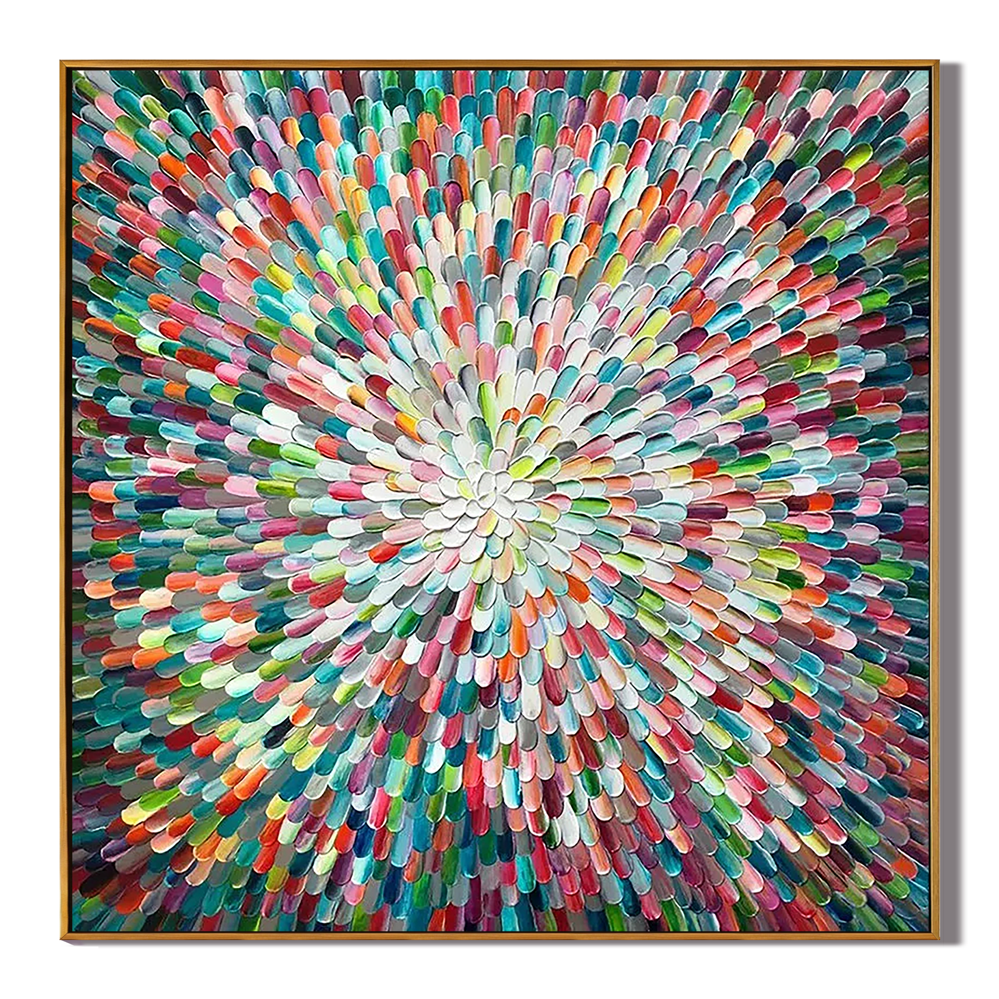 PRISMATIC BURST: Abstract Wall Art, Hand-Painted Multicolored Rainbow Palette Knife 3D Impasto Heavy Texture Gallery Art
