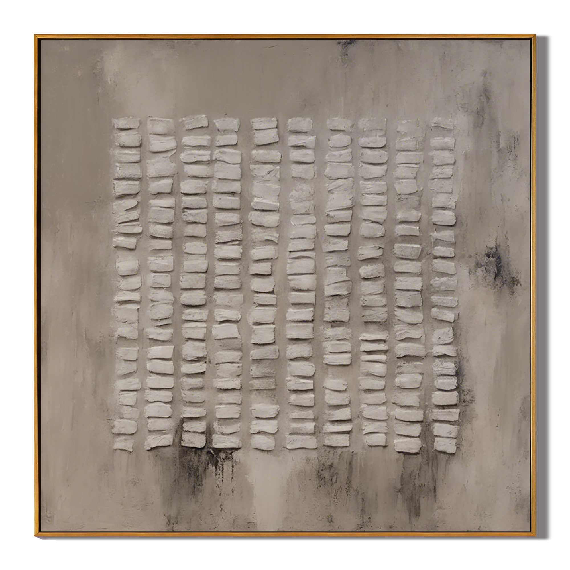 ZEN RHYTHM: Wabi-Sabi Wall Art, Hand-Painted Neutral Beige Repetitive Plaster Block Textured Studio Art