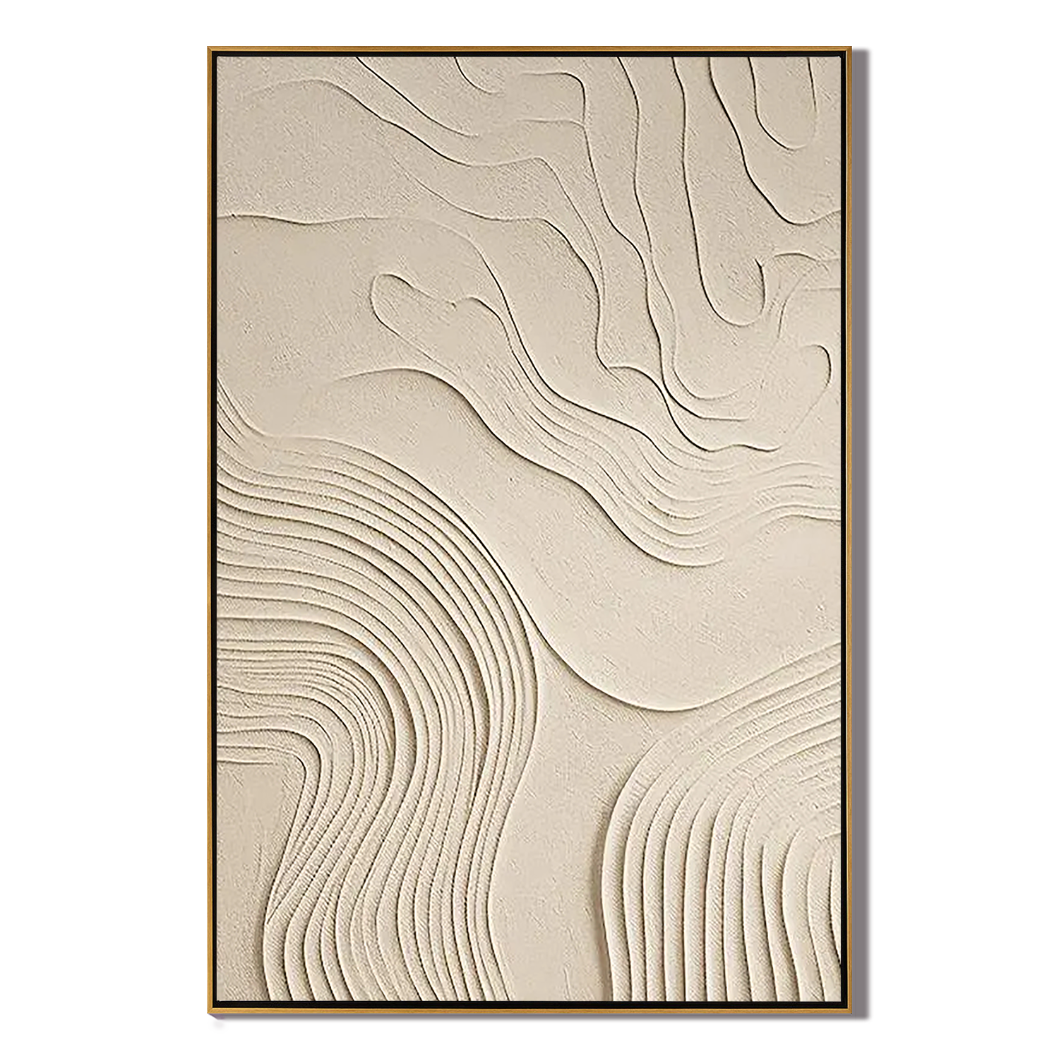 ZEN RHYTHM: Wabi-Sabi Wall Art, Hand-Painted Minimalist Beige Plaster Effect Relief 3D Heavy Texture Studio Art