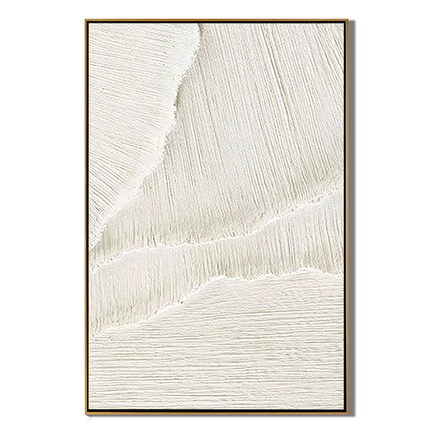 OATMEAL STRATA: Minimalist Wall Art, Hand-Painted Neutral Beige Linear Plaster Relief 3D Heavy Texture Studio Art