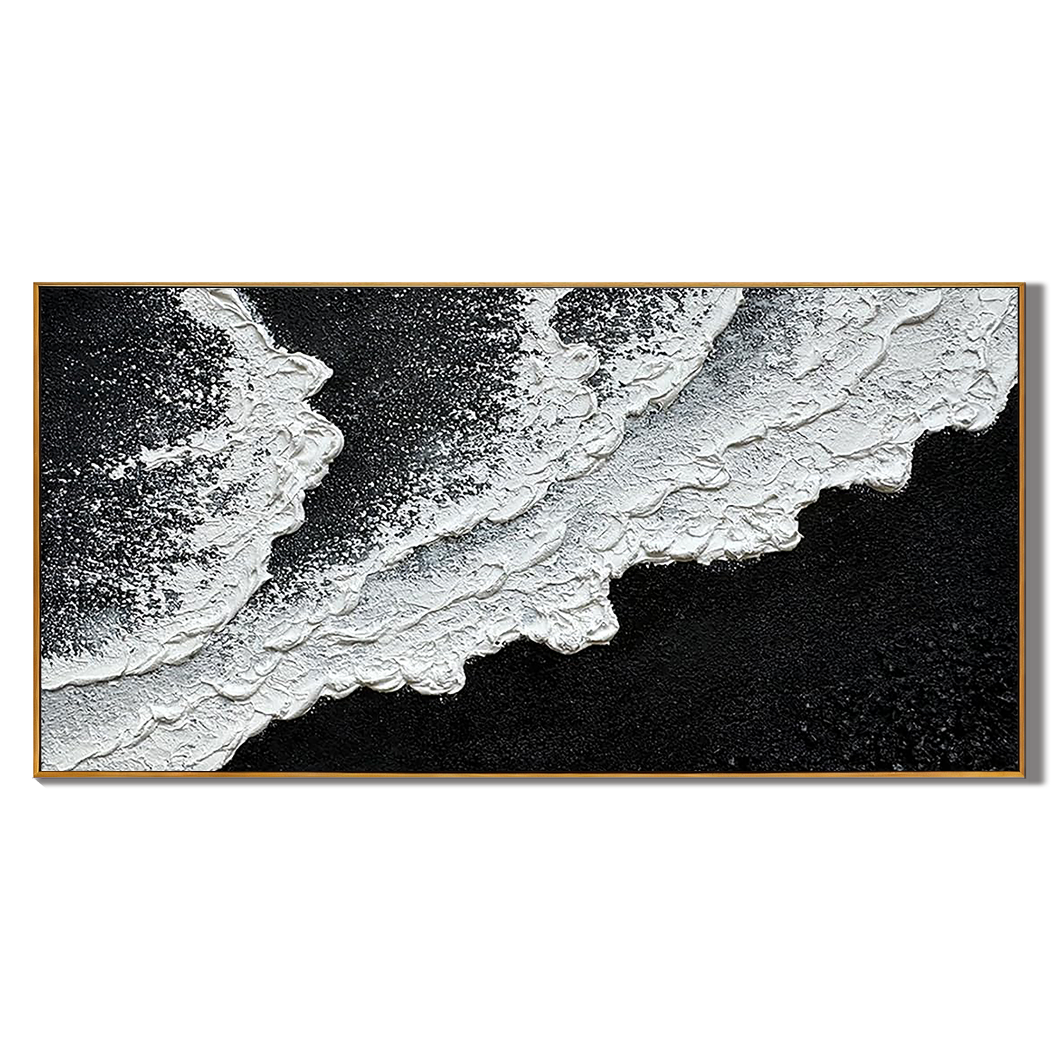 Realm of Undercurrents – Minimalist Black & White Textured Abstract Wave | Modern Luxury Living Room Art