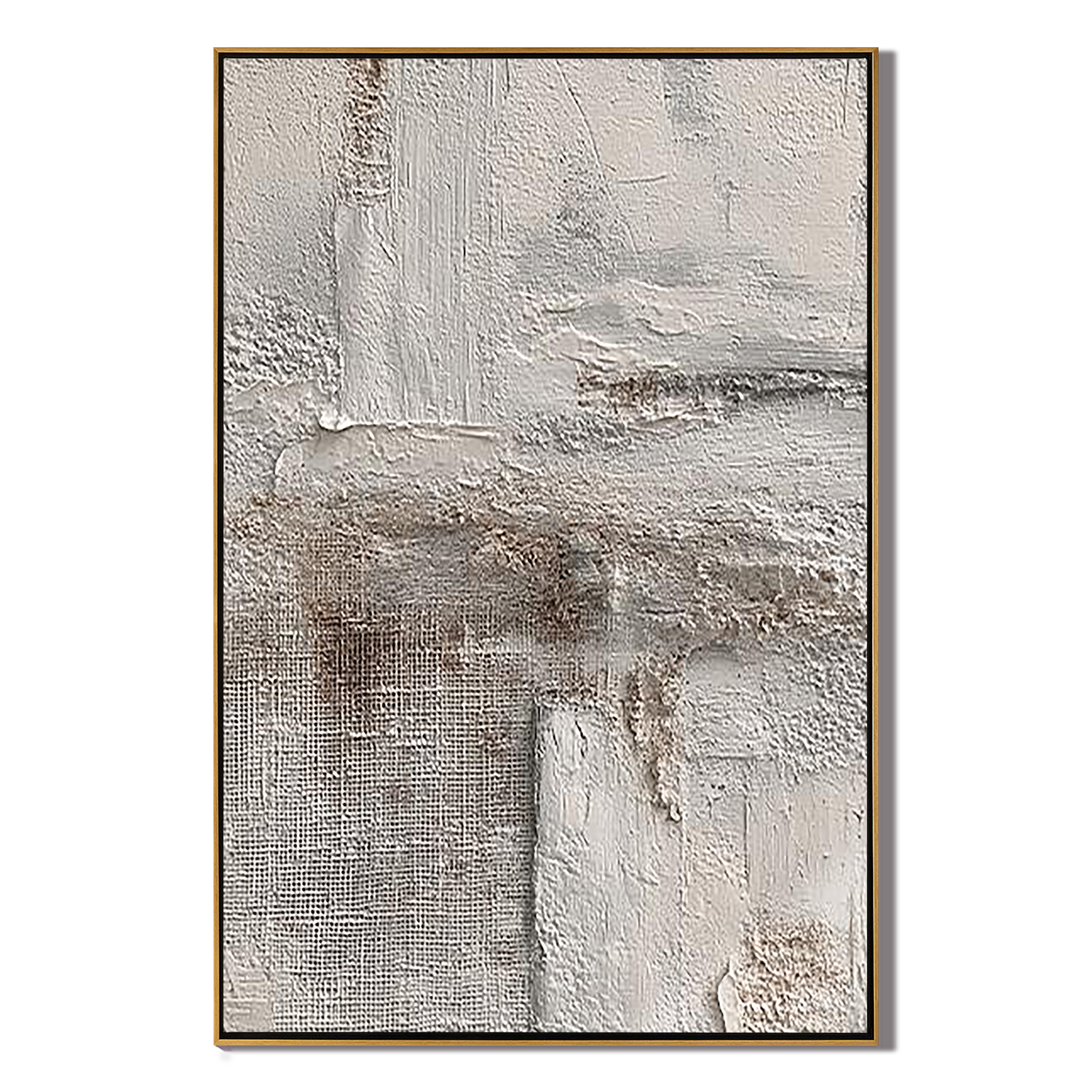ANCIENT ECHO: Wabi-Sabi Wall Art, Hand-Painted Distressed Beige Plaster Effect Heavy Texture Studio Art