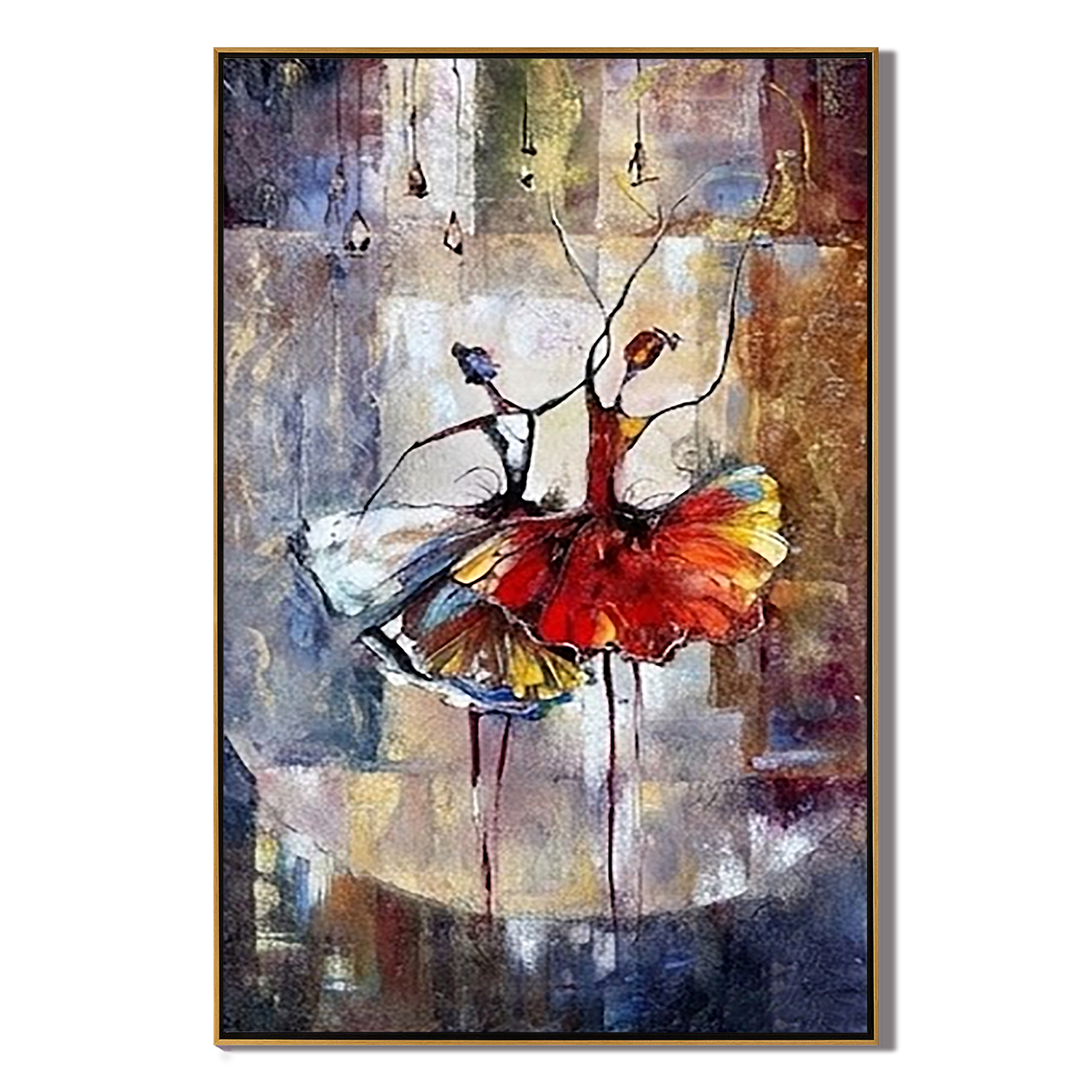 DANCING SOUL: Portrait Wall Art, Hand-Painted Abstract Ballet Dancers Modern Palette Knife Textured Oil Painting