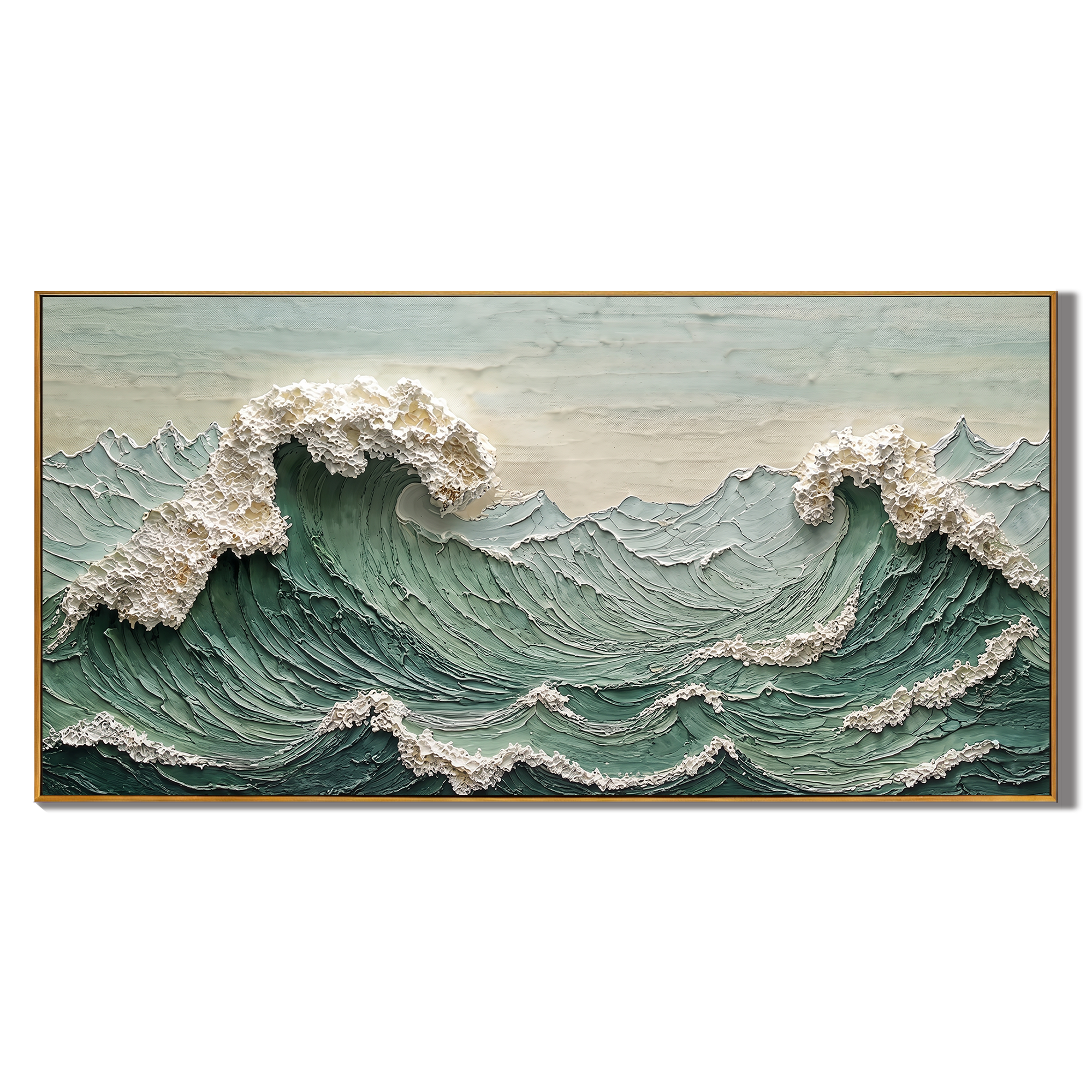 The Awakening Surge – Modern Heavy Impasto Painting | Creative Wabi-Sabi Sea Wave Living Room Art