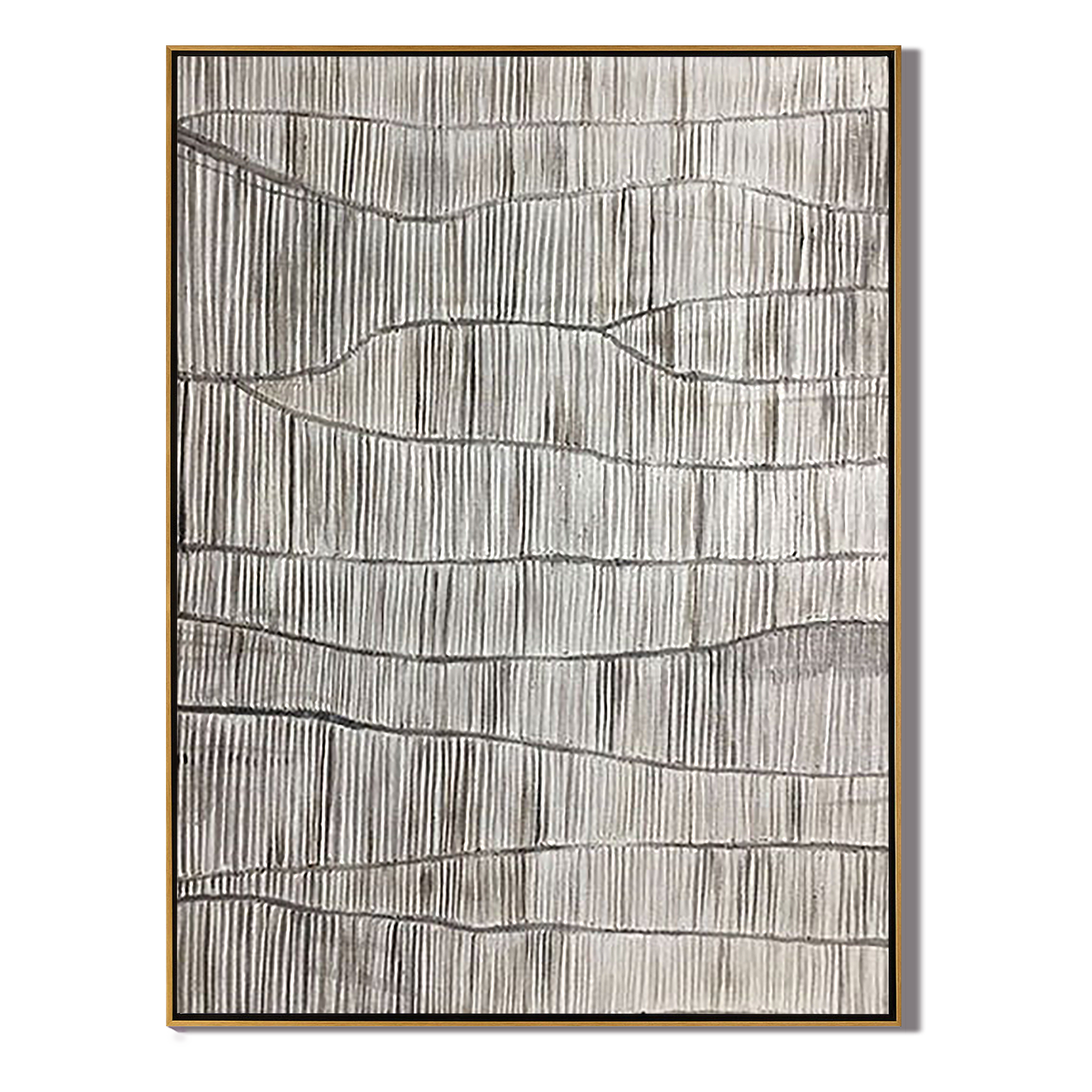 LINEN TRACE: Wabi-Sabi Wall Art, Modern Minimalist Linear Texture Hand-Painted Neutral Canvas Painting