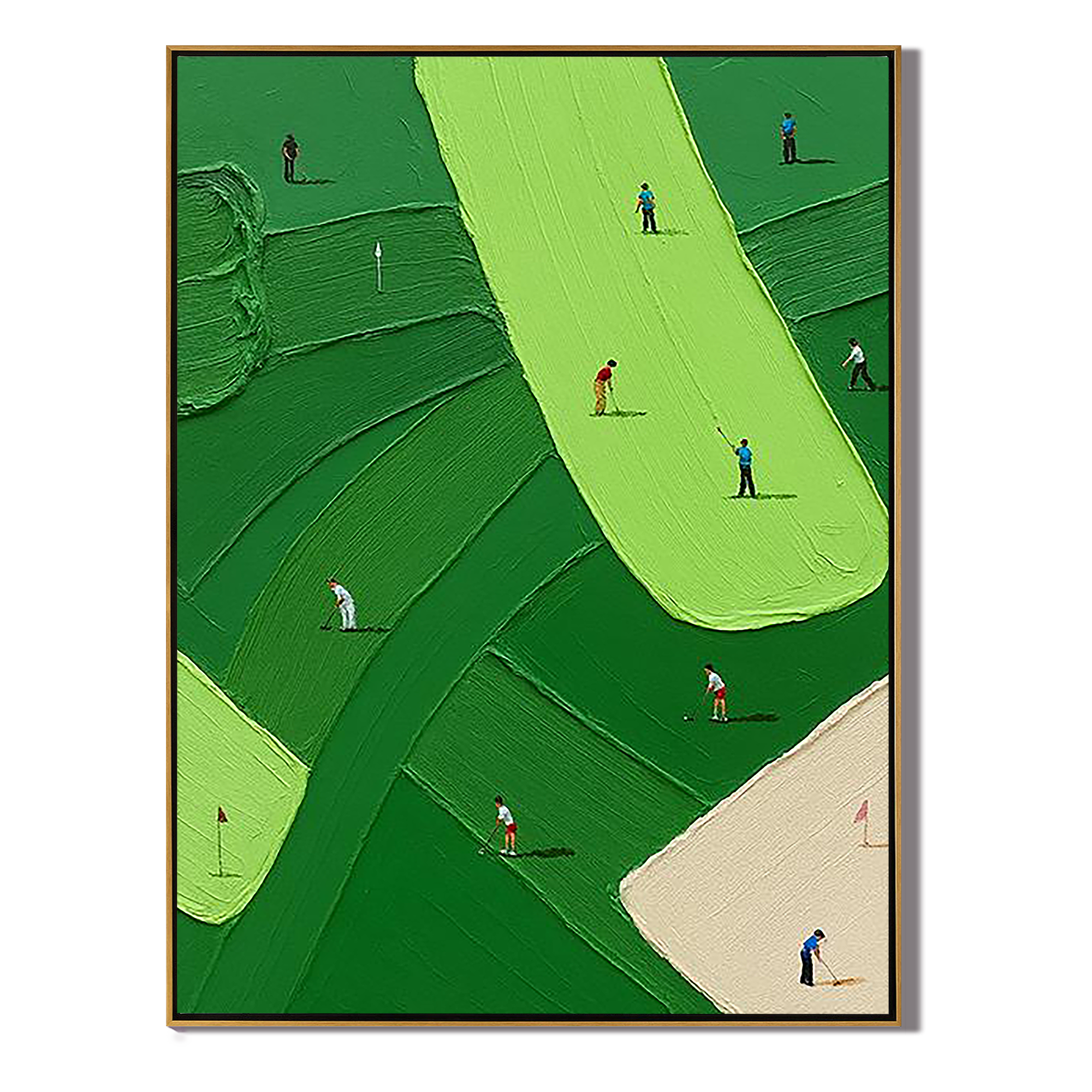 THE GREEN: Modern Vertical 3D Heavy Texture Golf Art, Minimalist Fairway Relief