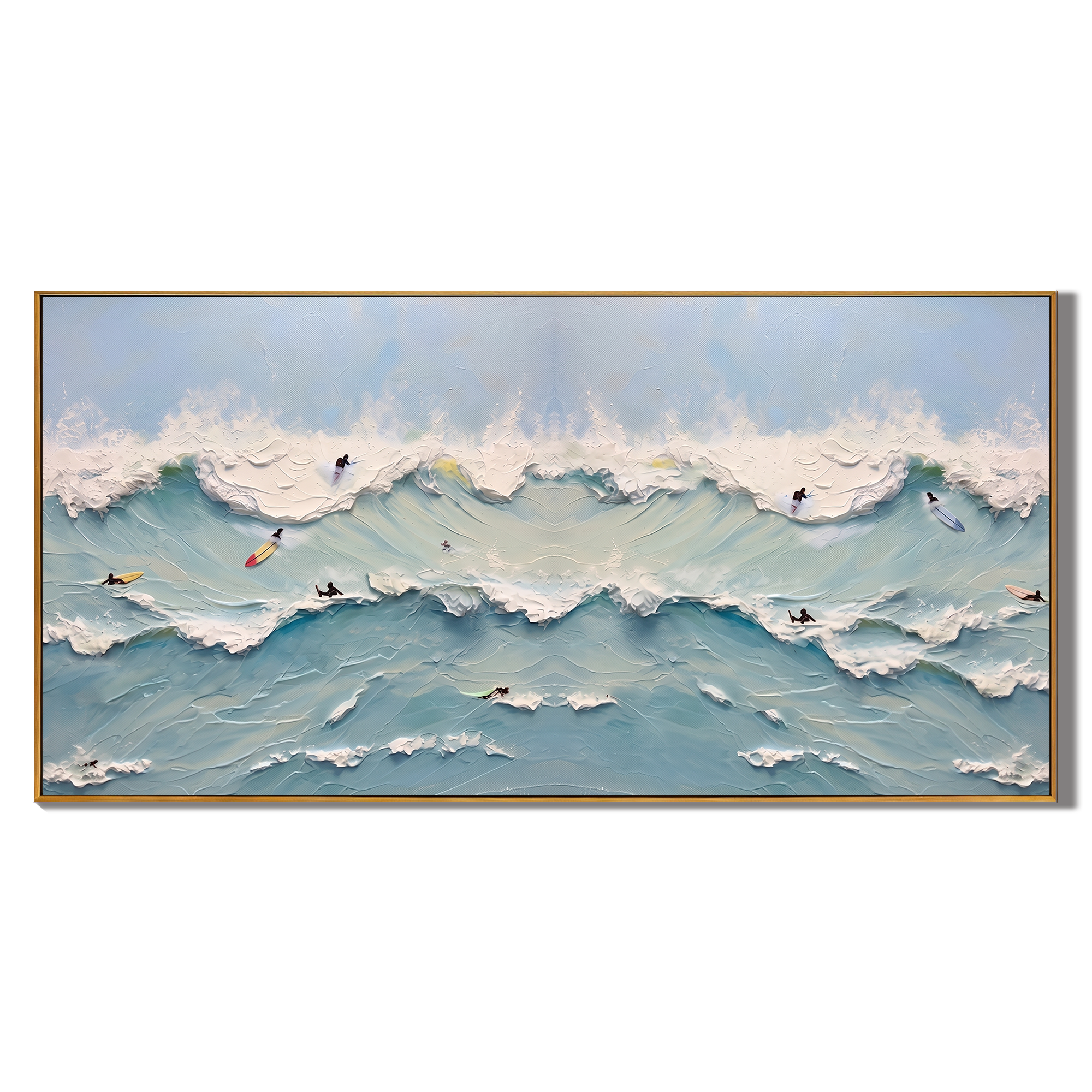 Ocean's Rhythm – Modern Impasto Sea Wave Painting | Creative Coastal Textured Living Room Art