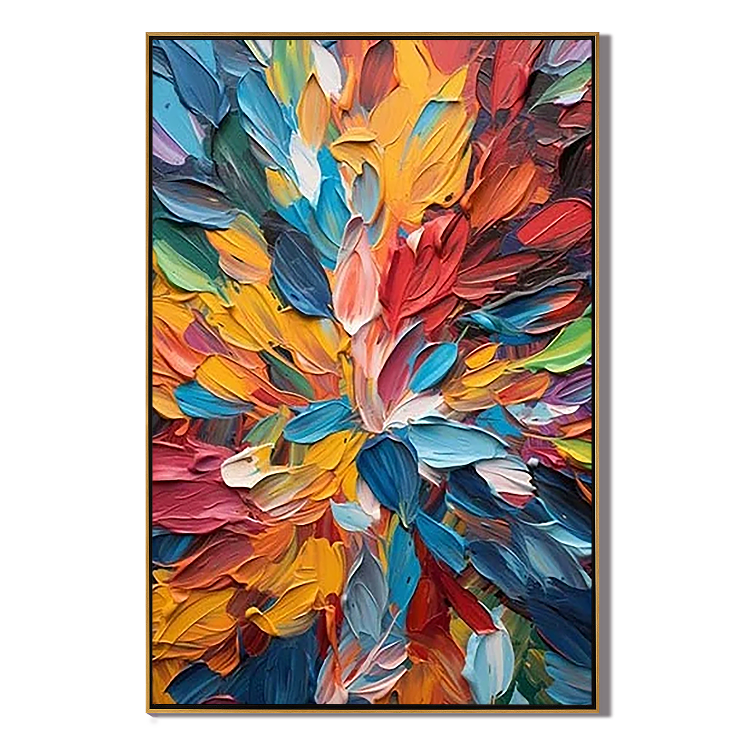 CHROMA BURST: Floral Wall Art, Hand-Painted Vibrant Rainbow Palette Knife 3D Impasto Heavy Texture Gallery Art